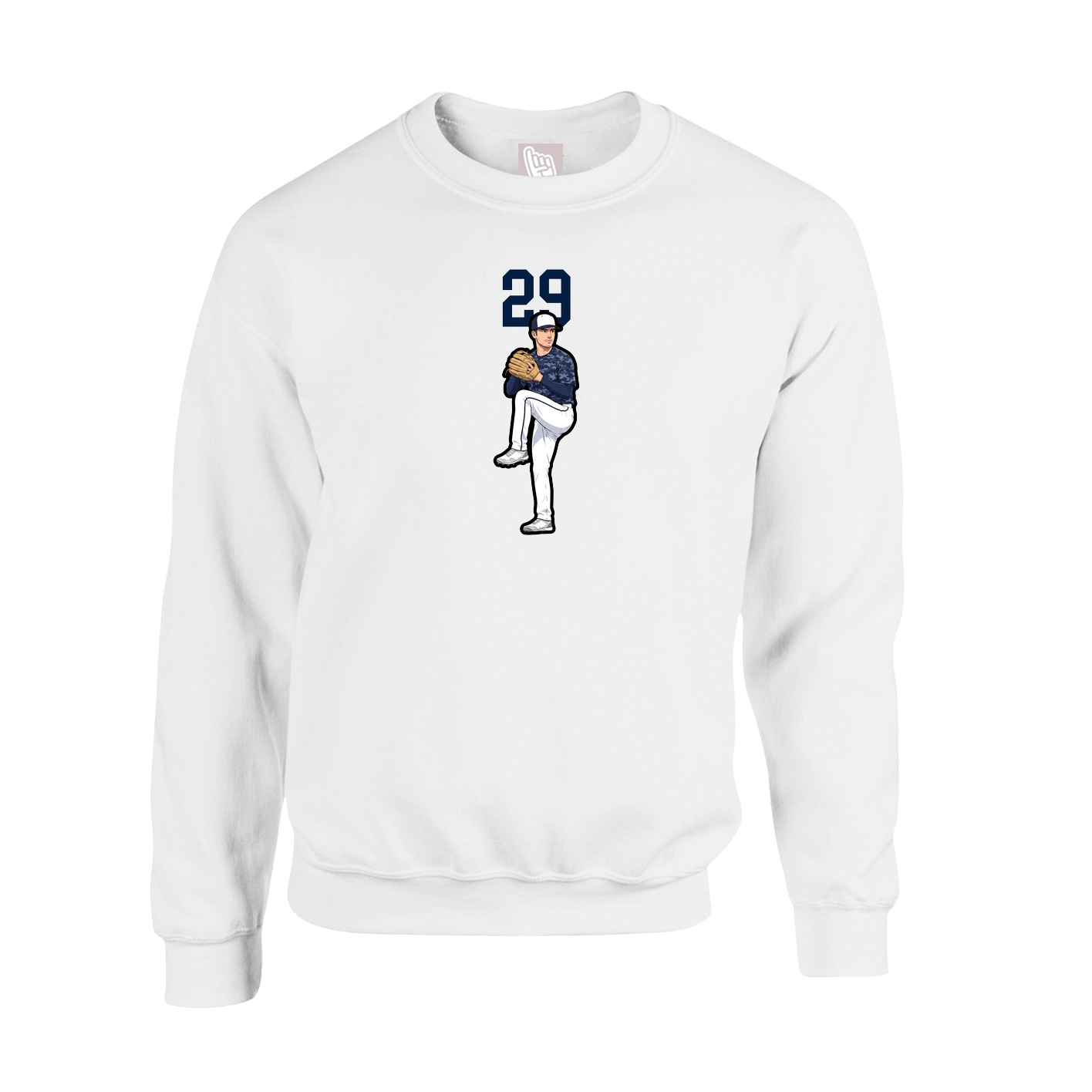 Fleece Crew — Number Top in White