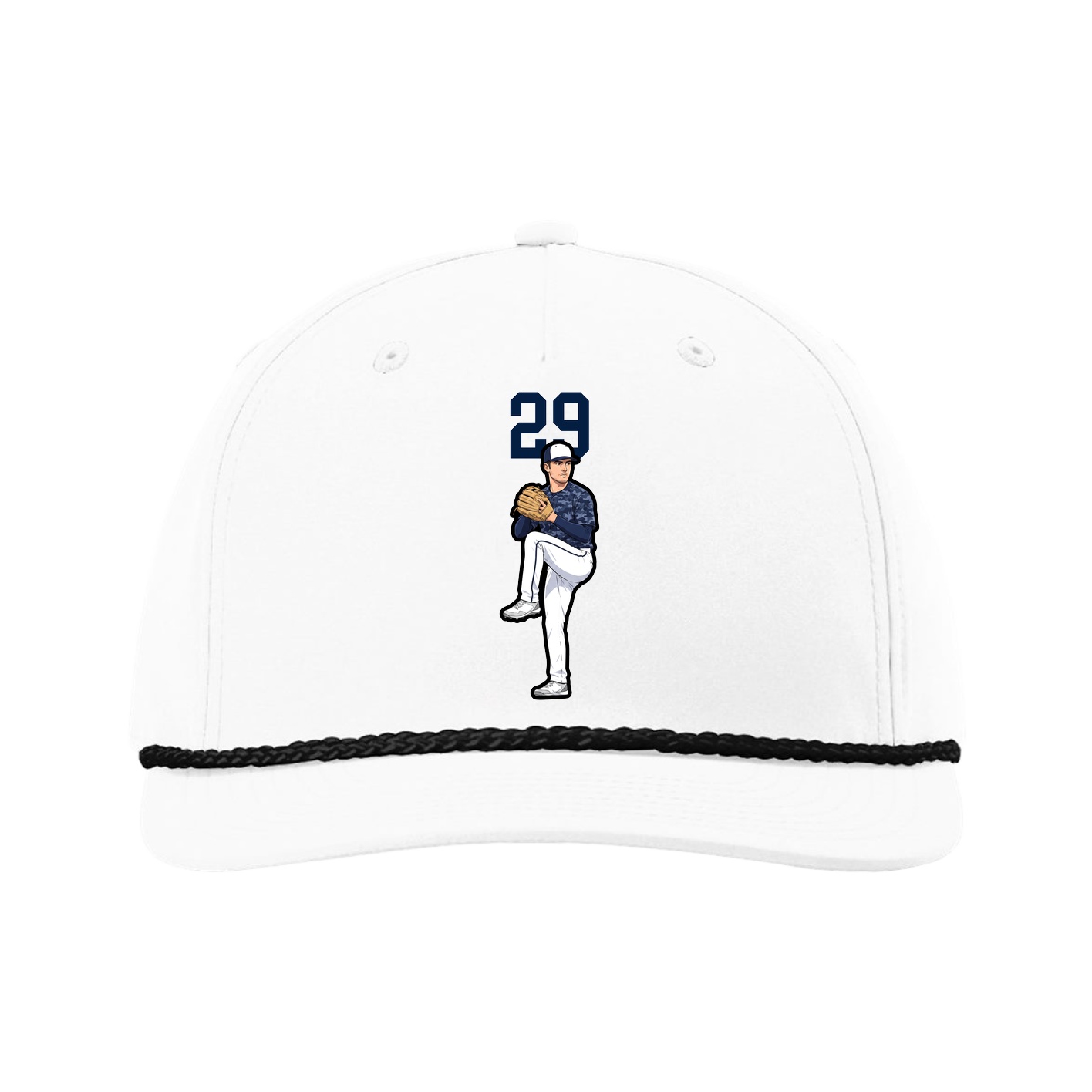 Five-Panel Classic Rope Cap — Number Top in White