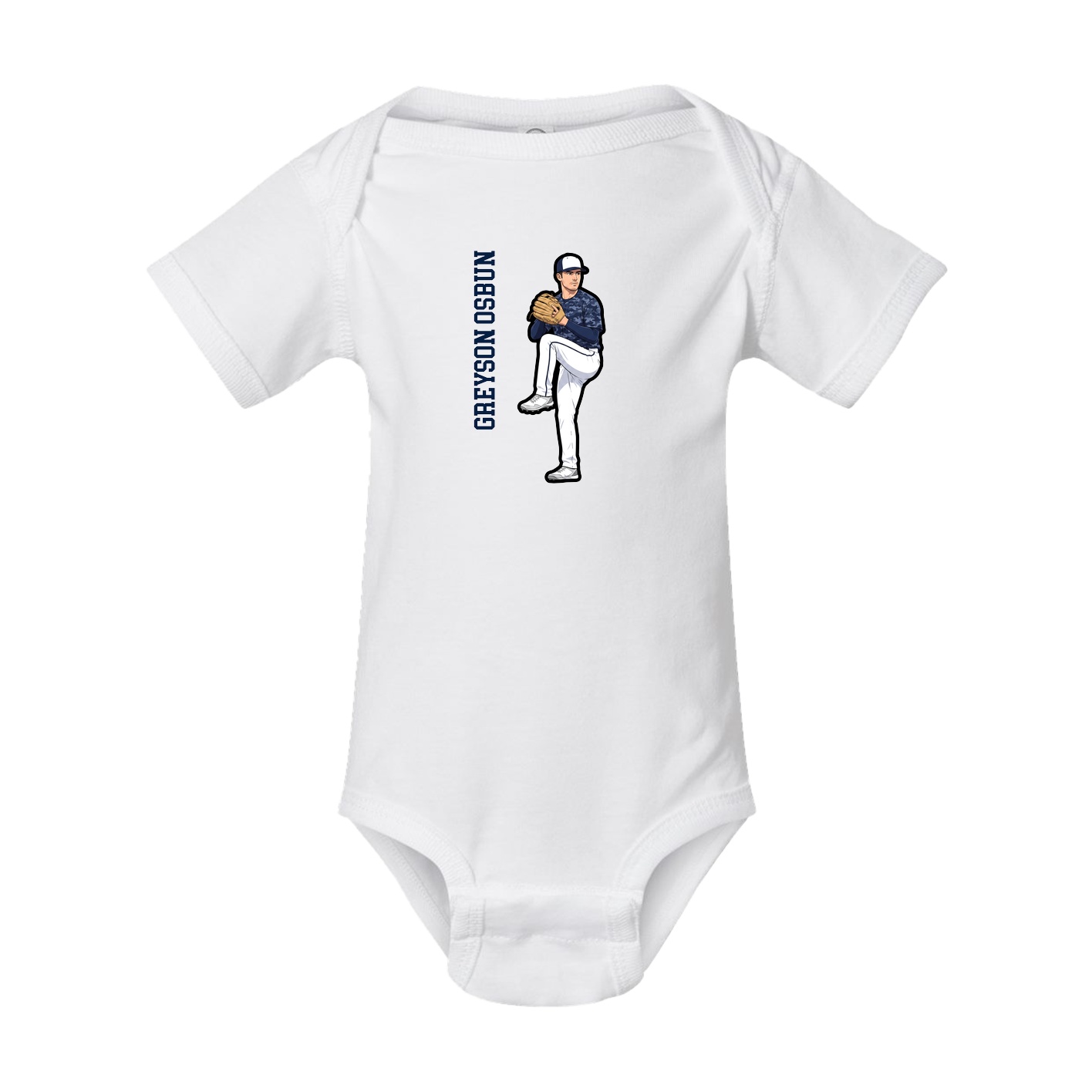 Baby Onesie — Name Vertical in White