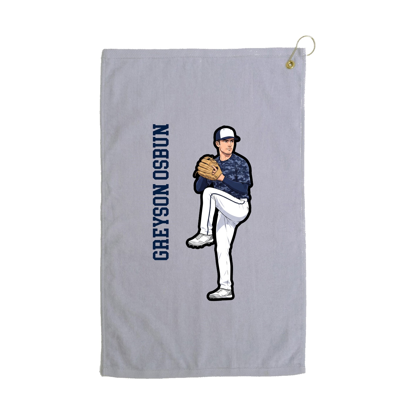 Golf Towel — Name Vertical in Grey
