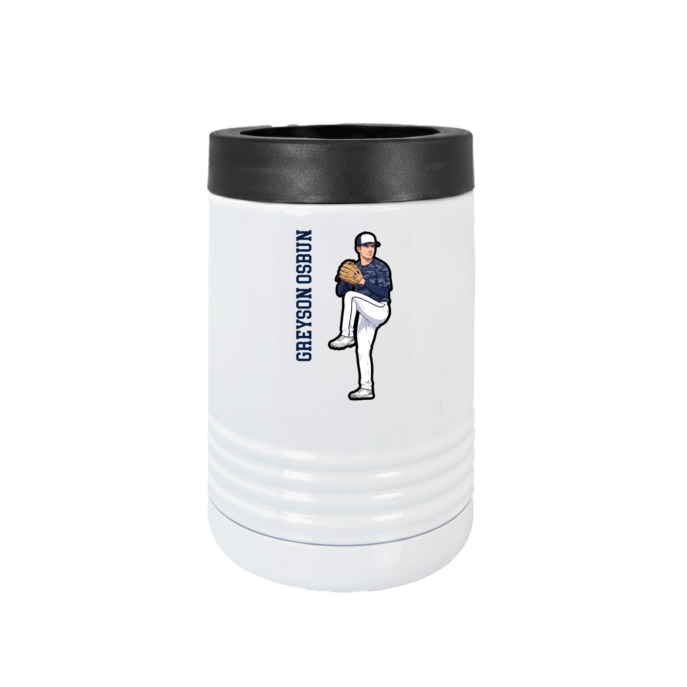 Beverage Holder — Name Vertical in White