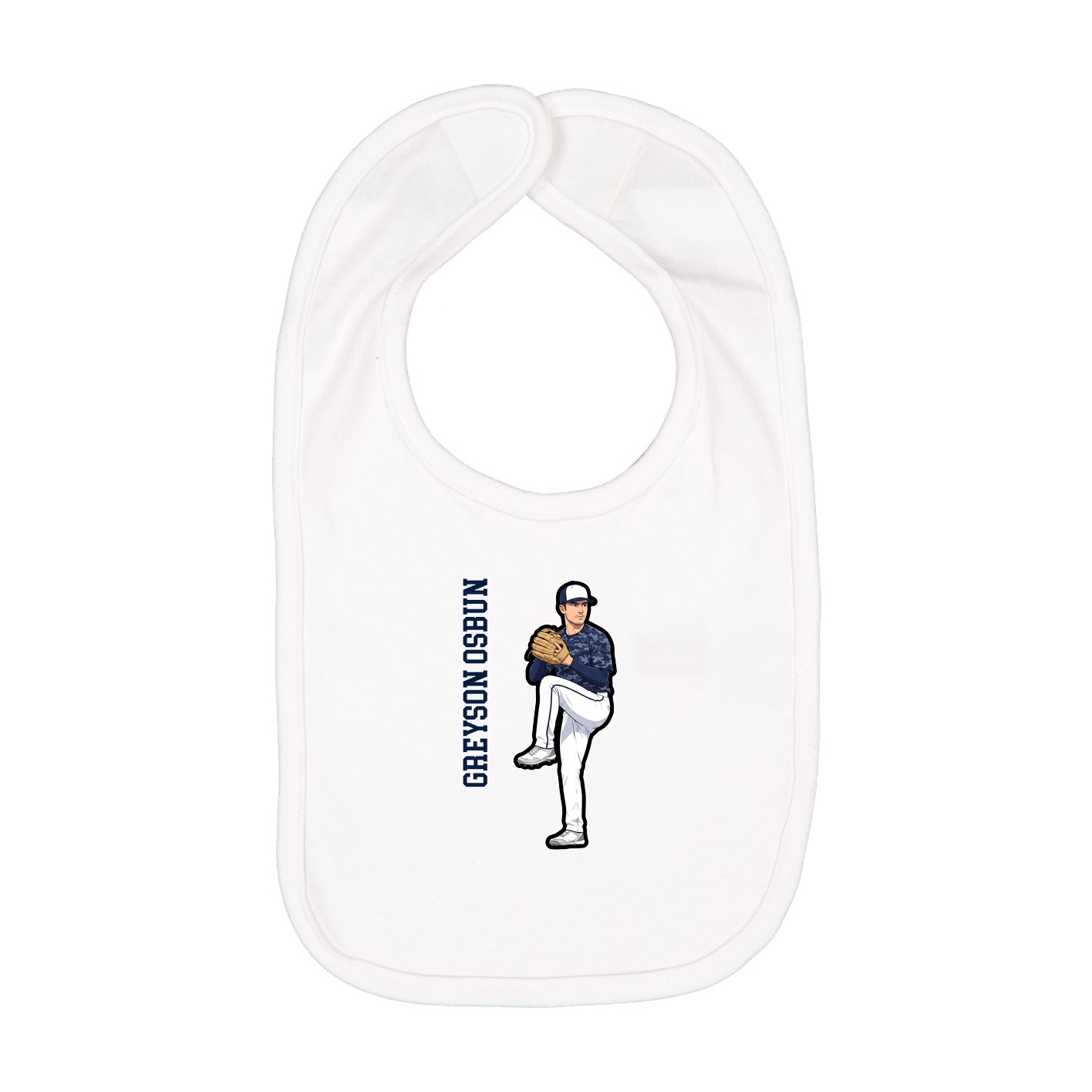 Infant Bib — Name Vertical in White