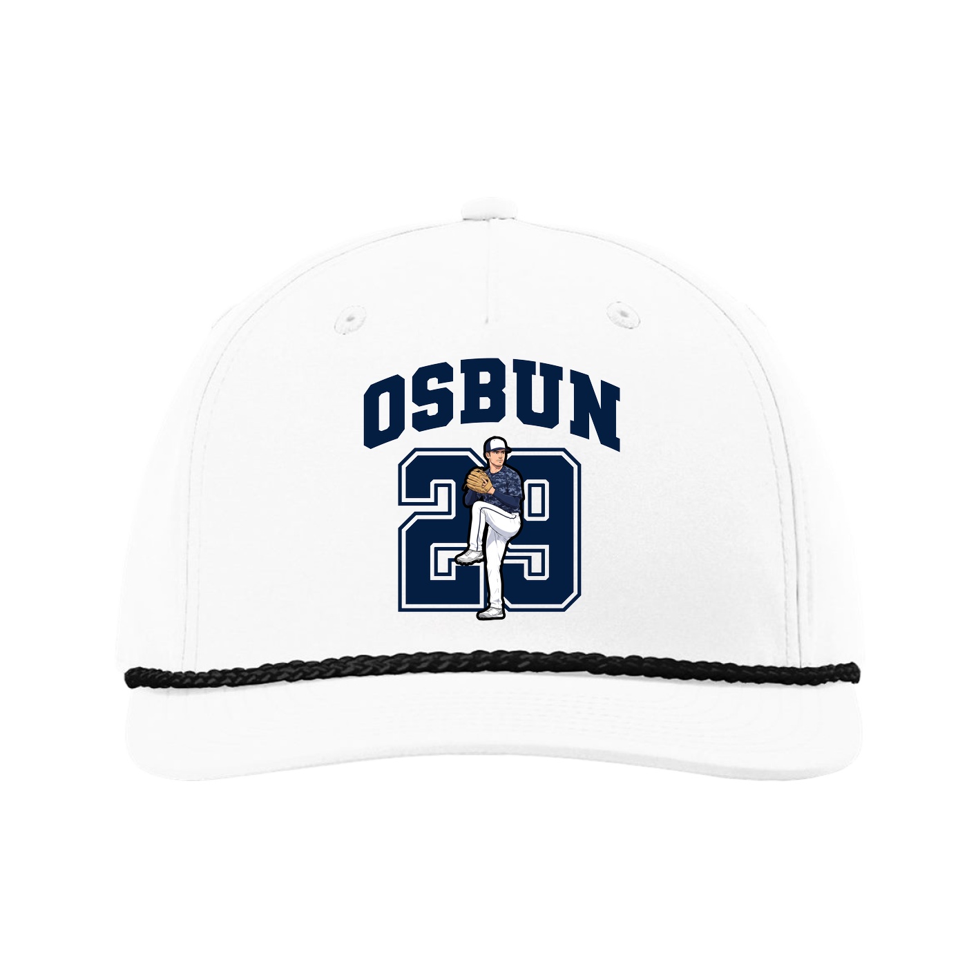 Five-Panel Classic Rope Cap — Number in White