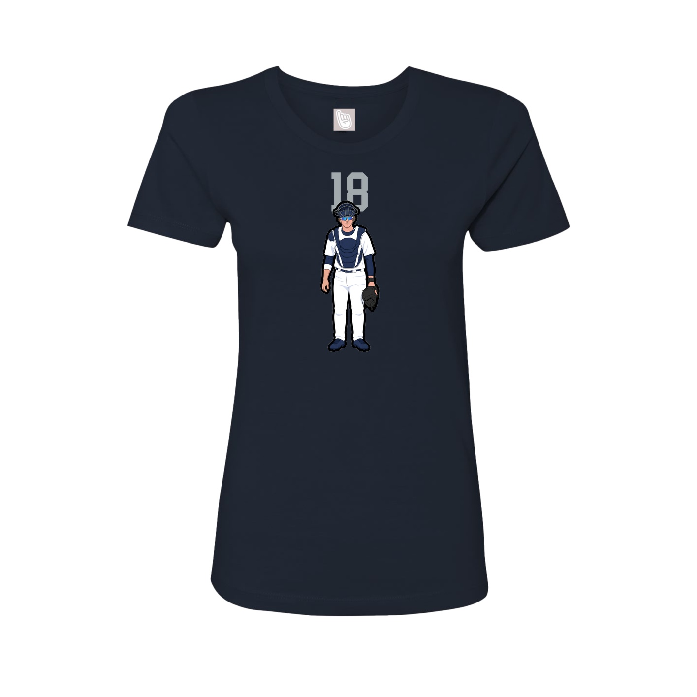 Fitted Women's Tee — Number Top in Navy
