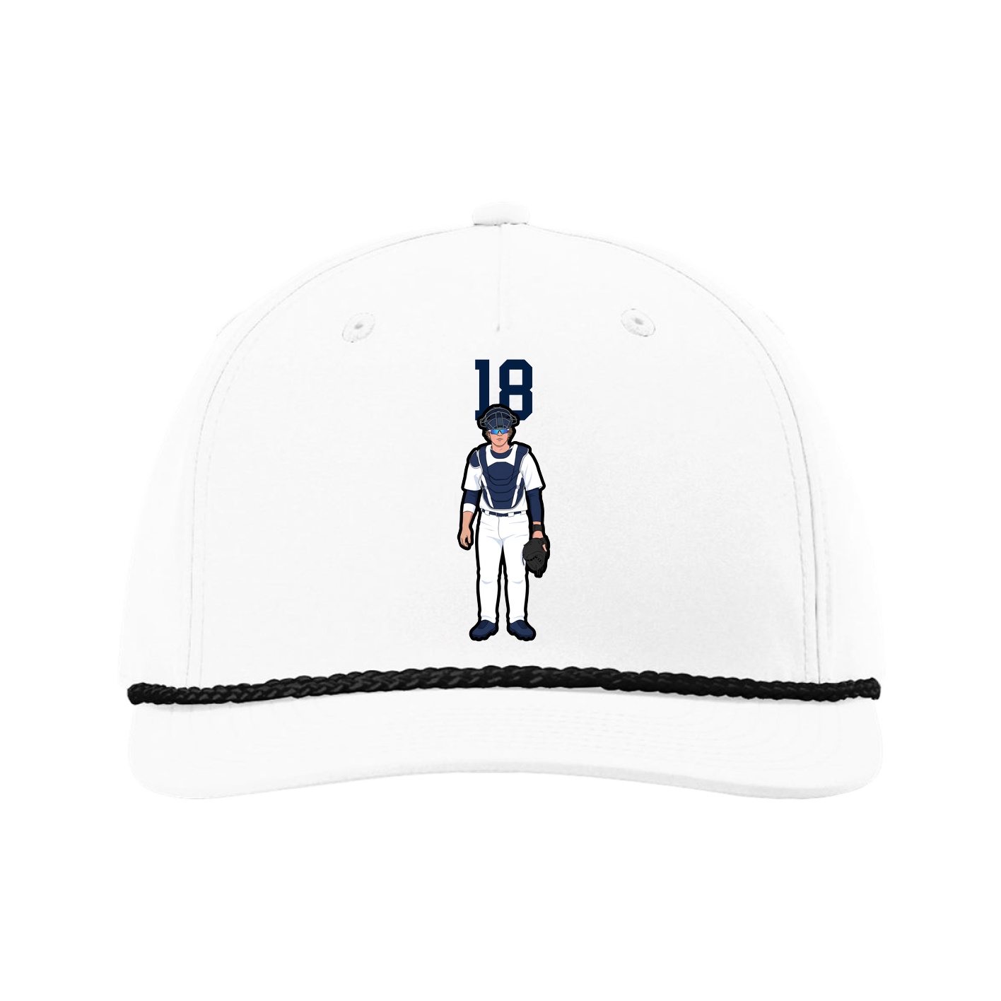 Five-Panel Classic Rope Cap — Number Top in White
