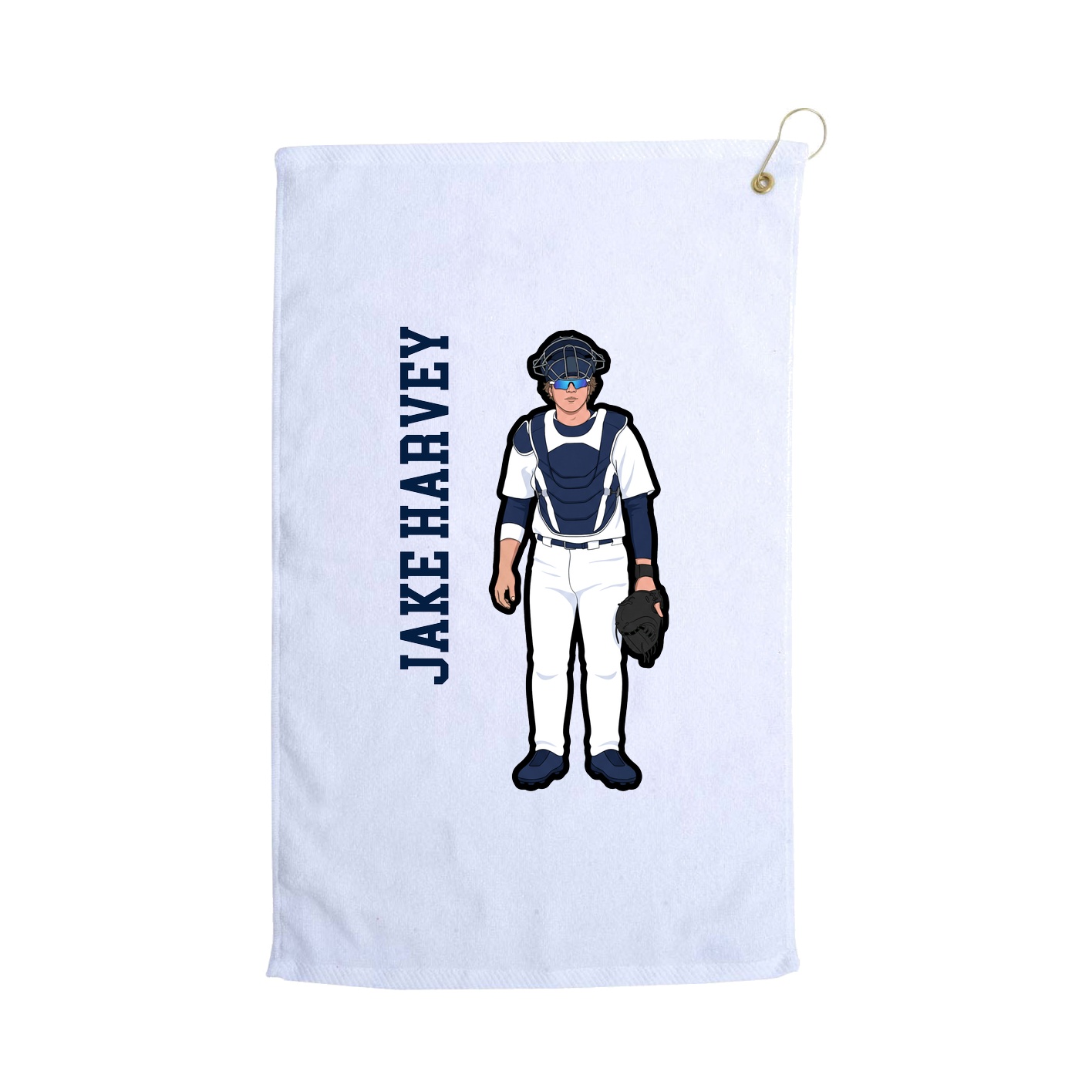 Golf Towel — Name Vertical in White