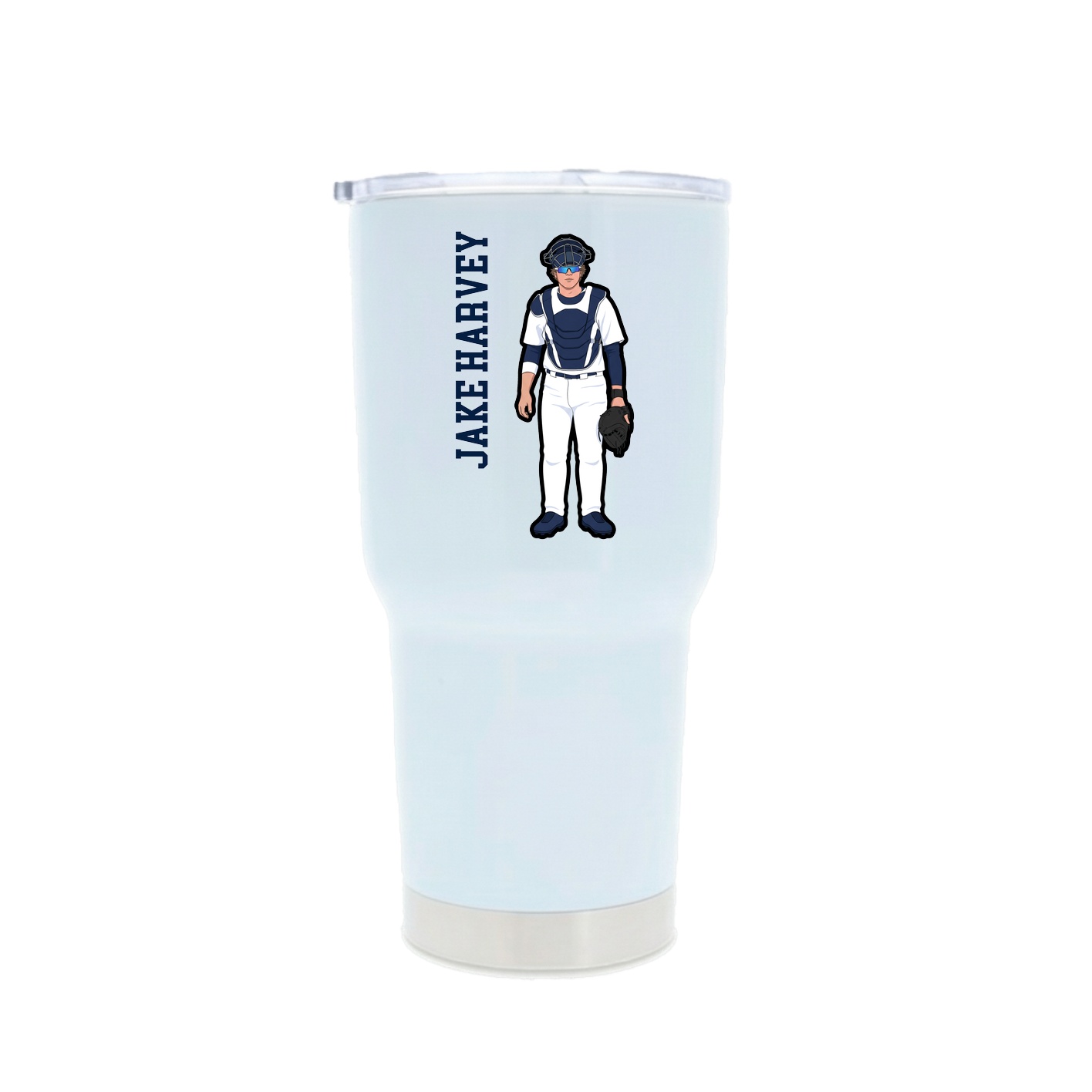 30oz Stainless Steel Tumbler — Name Vertical in White