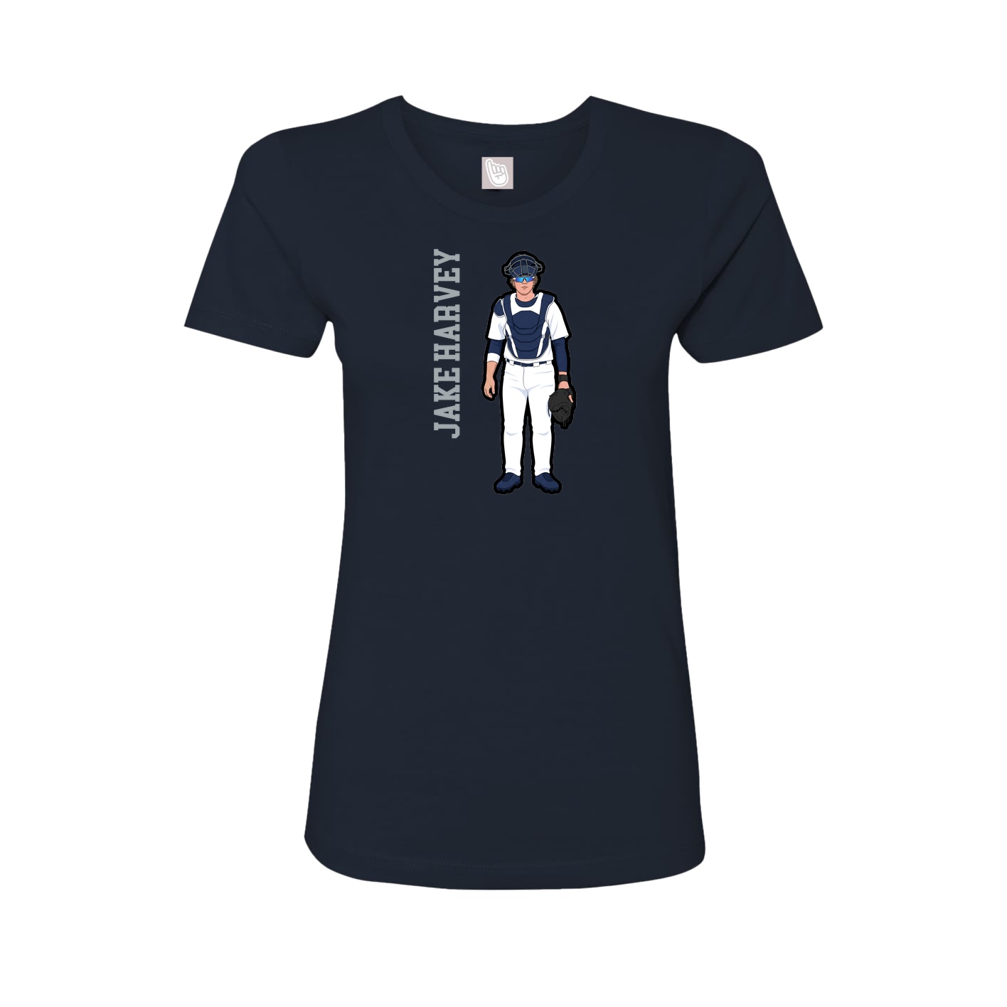 Fitted Women's Tee — Name Vertical in Navy