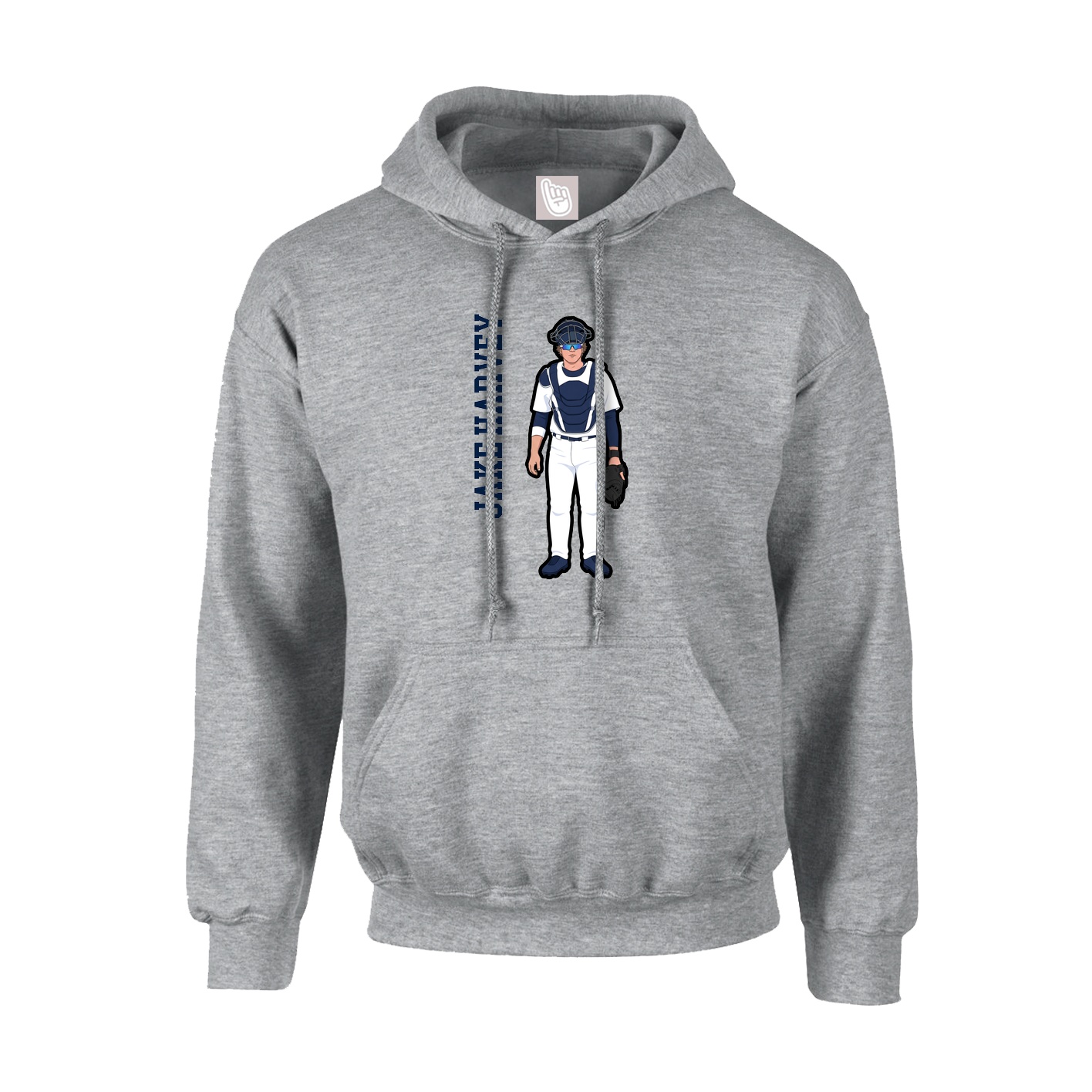 Hoodie — Name Vertical in Grey