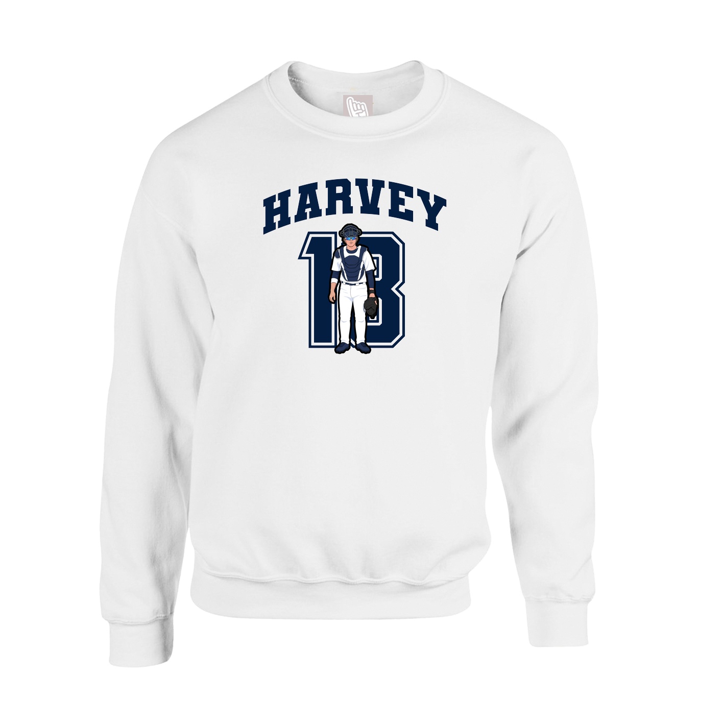 Fleece Crew — Number in White