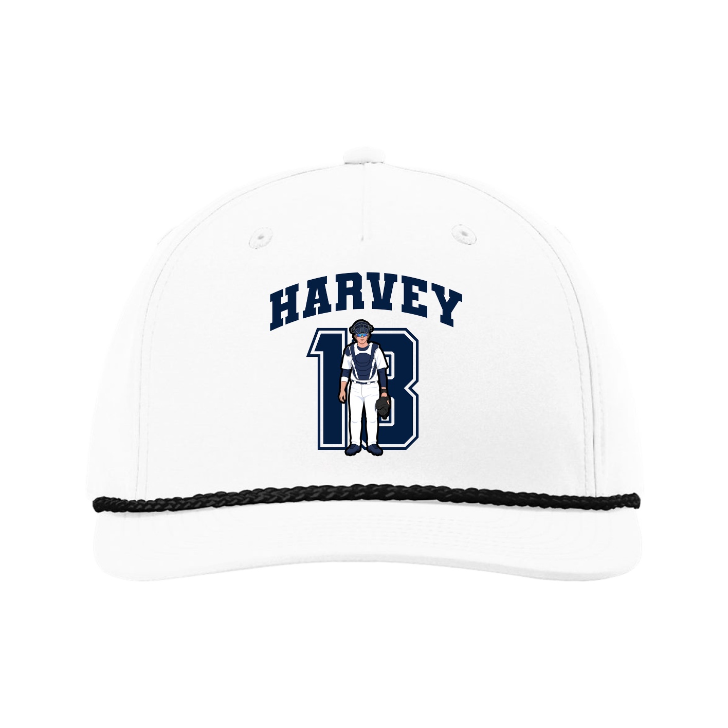 Five-Panel Classic Rope Cap — Number in White