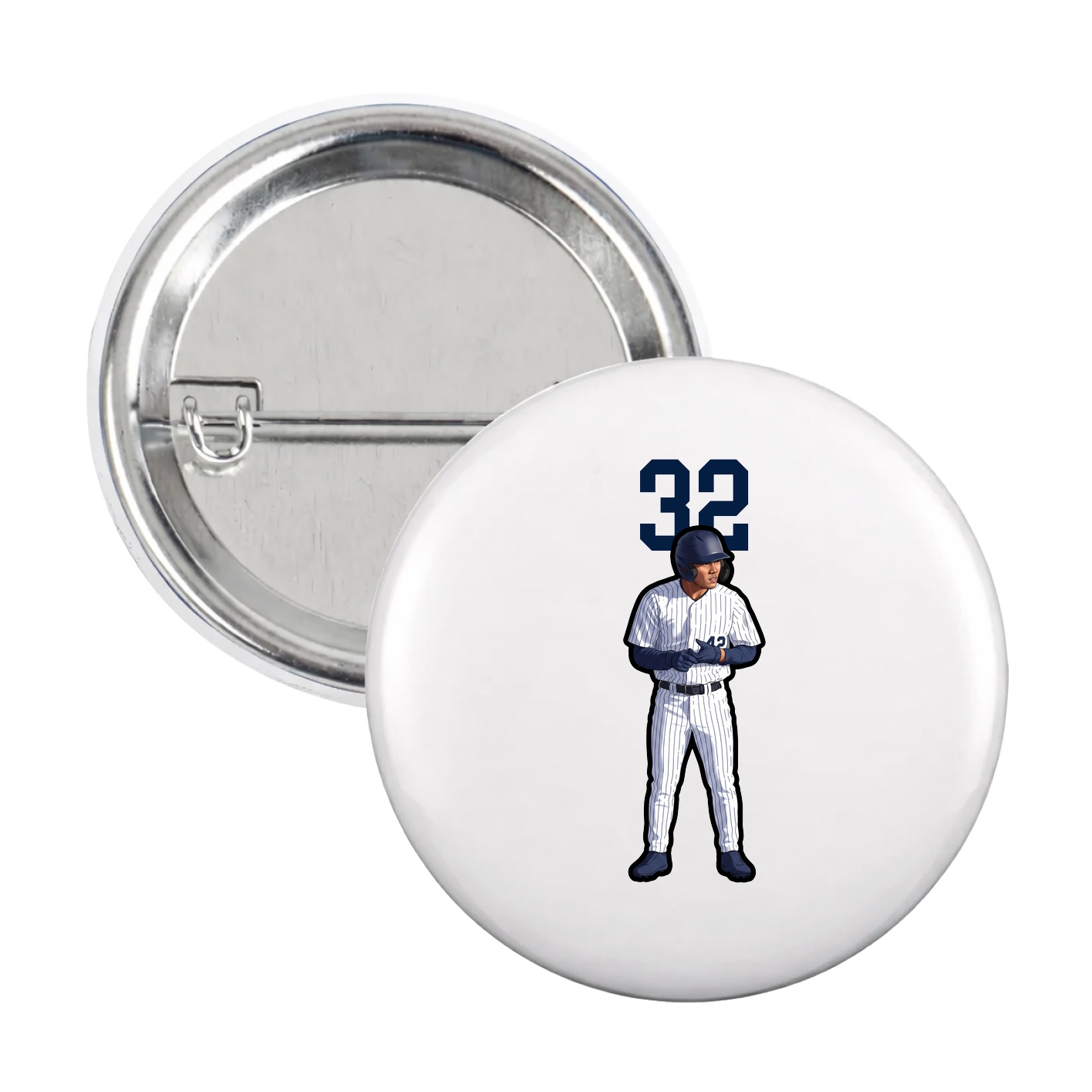 Game Day Button — Number Top in White