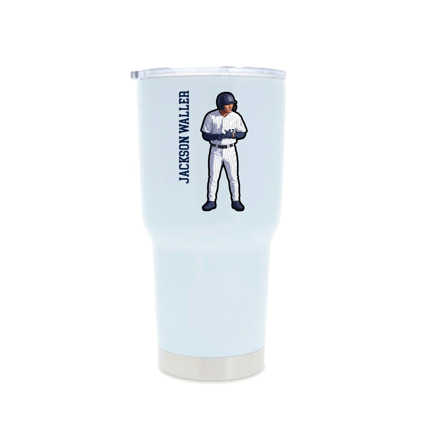 30oz Stainless Steel Tumbler — Name Vertical in White