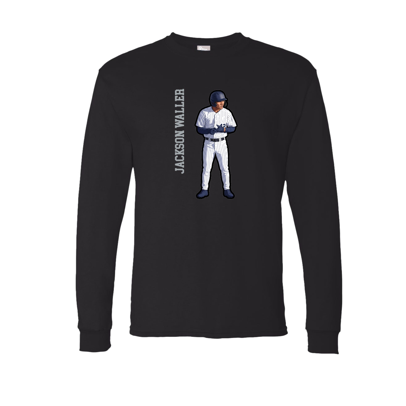 Long Sleeve Tee — Name Vertical in Black