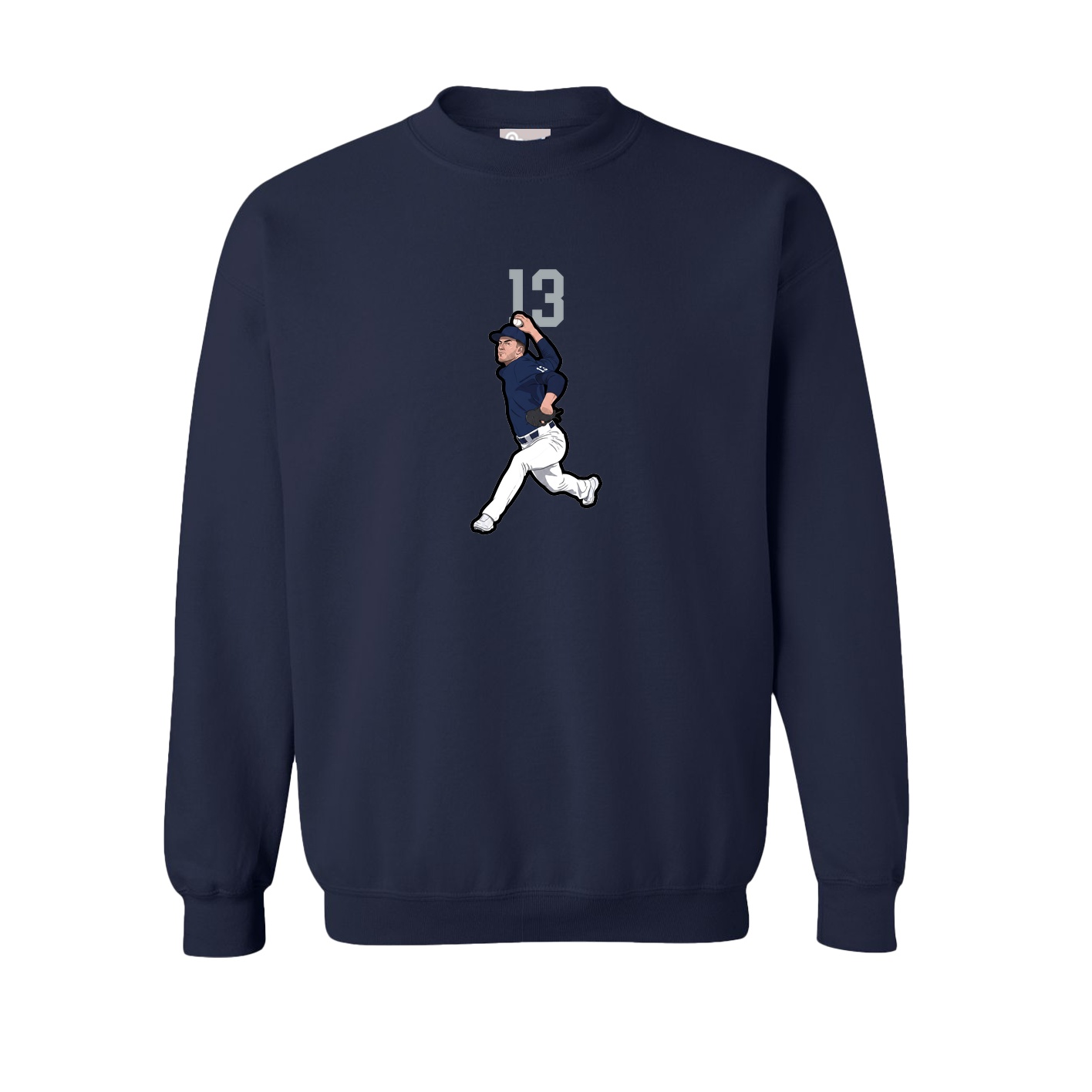 Fleece Crew — Number Top in Navy