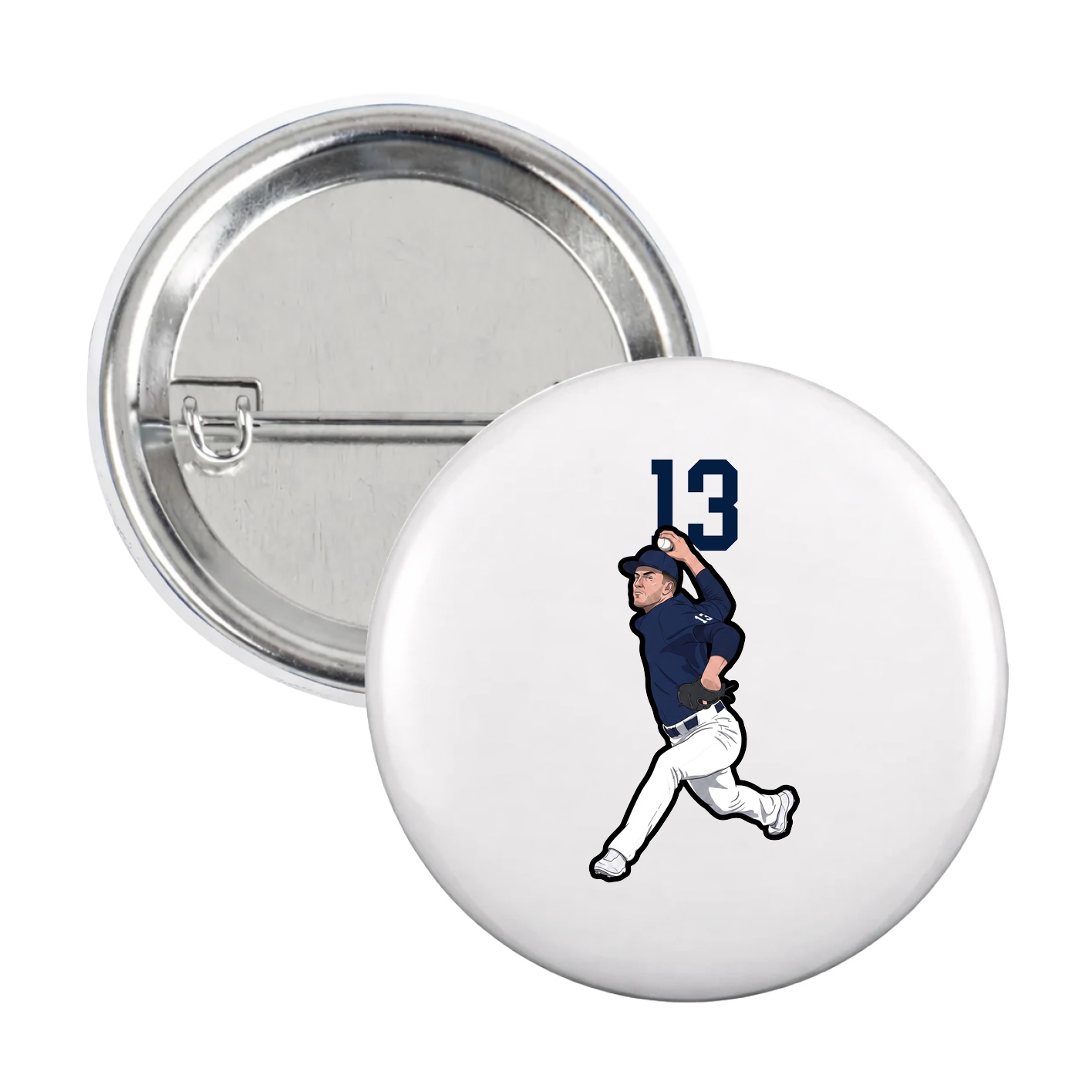 Game Day Button — Number Top in White