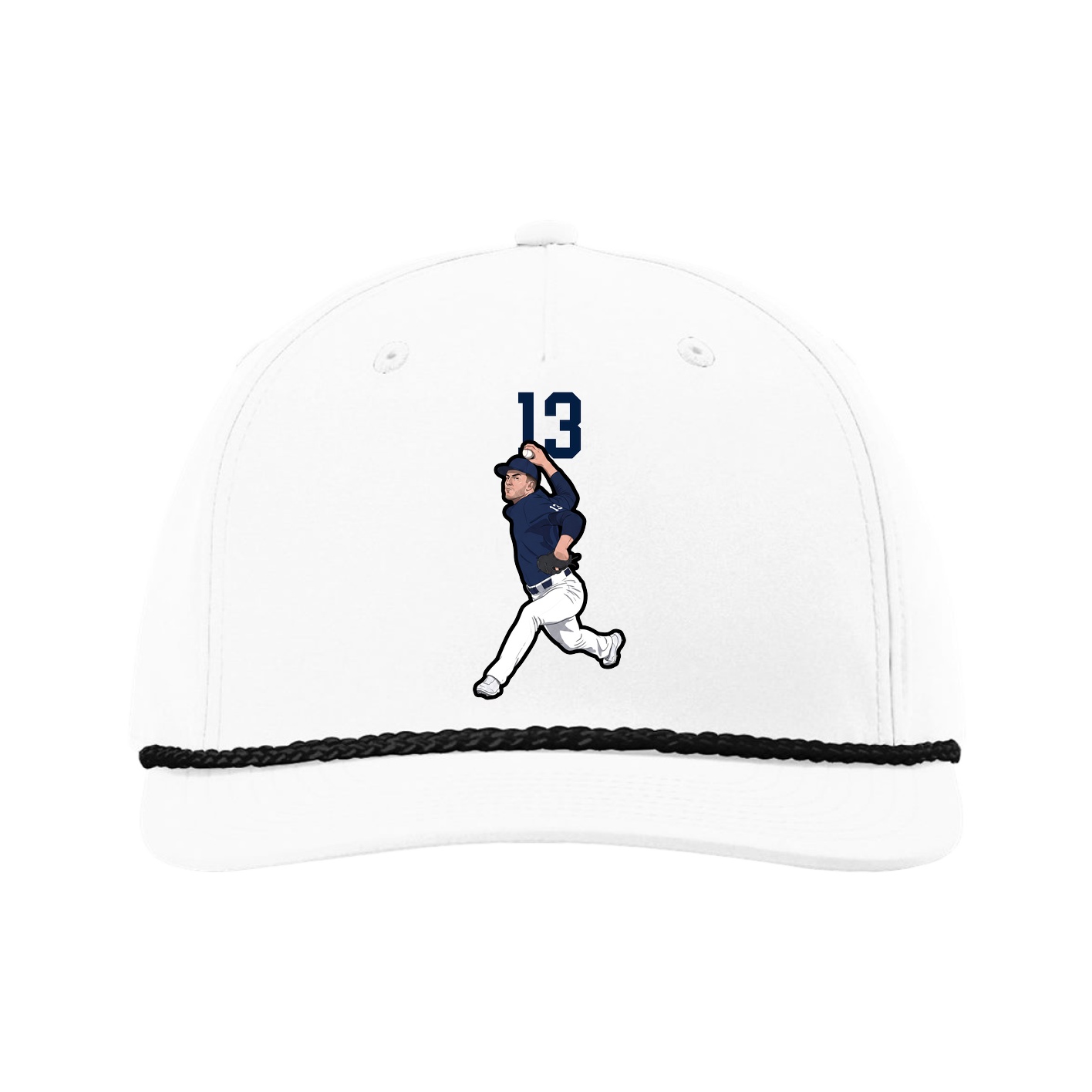 Five-Panel Classic Rope Cap — Number Top in White