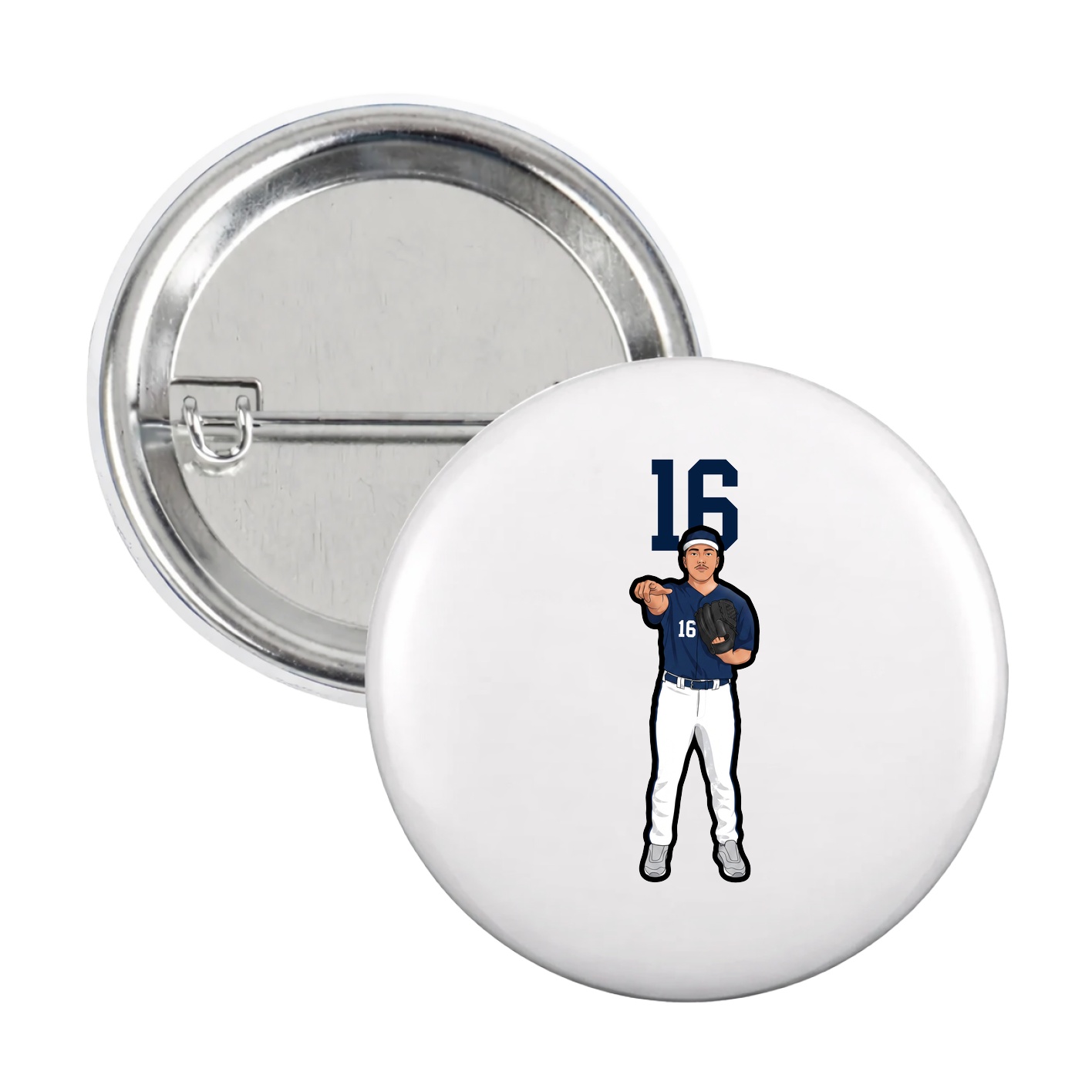 Game Day Button — Number Top in White