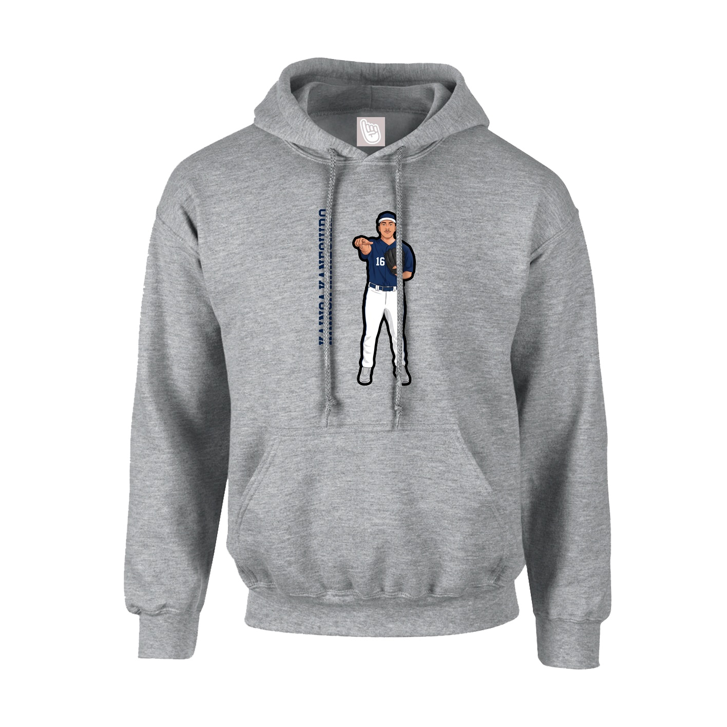 Hoodie — Name Vertical in Grey