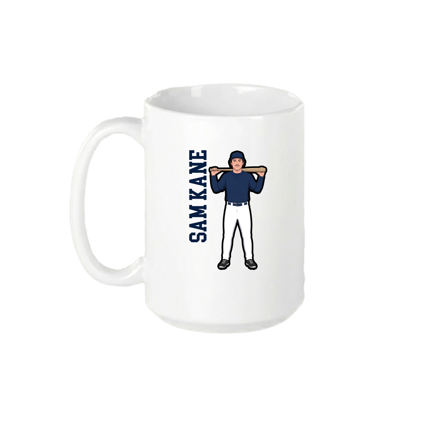 15oz Coffee Mug — Name Vertical in White