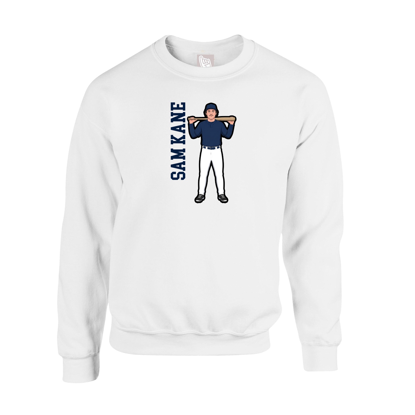 Fleece Crew — Name Vertical in White