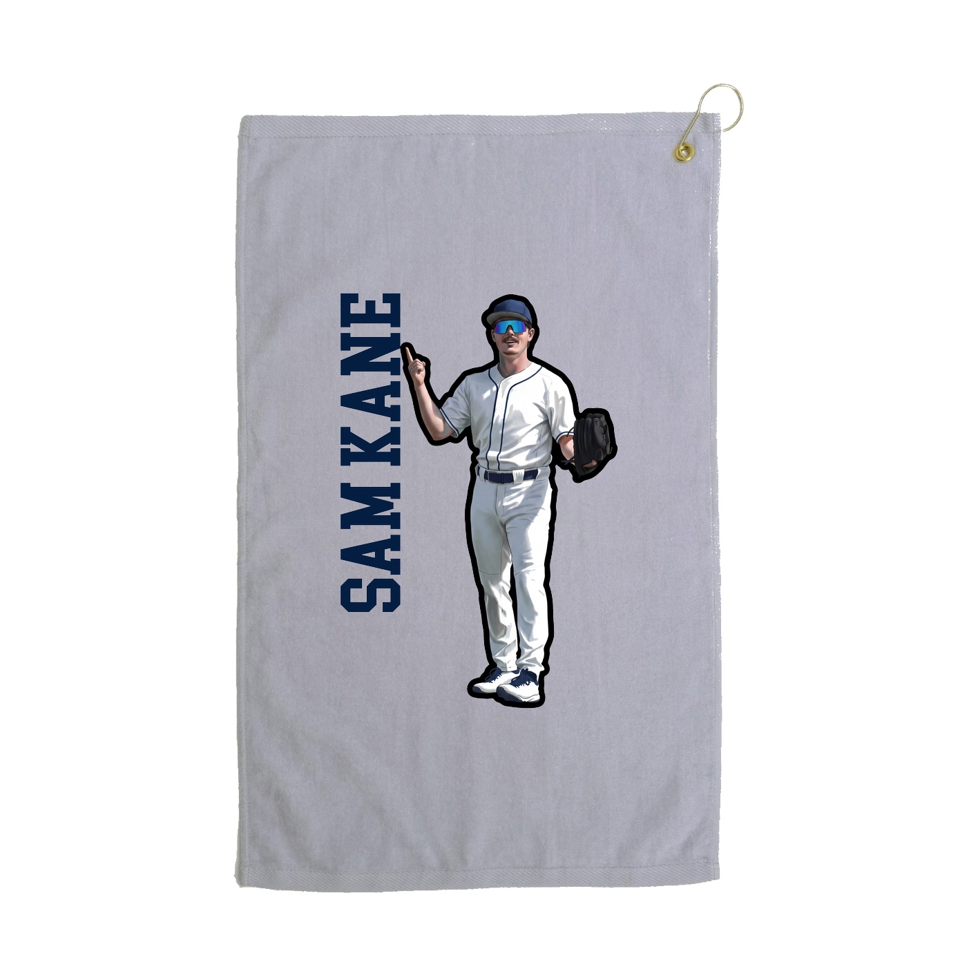 Golf Towel — Name Vertical in Grey