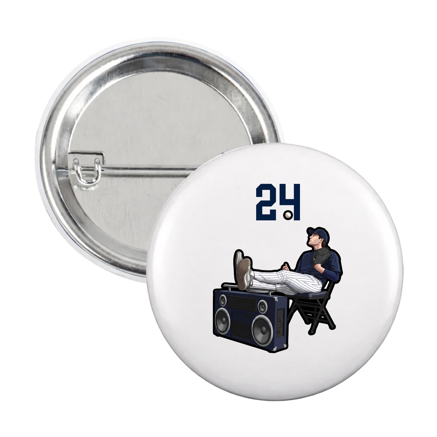 Game Day Button — Number Top in White