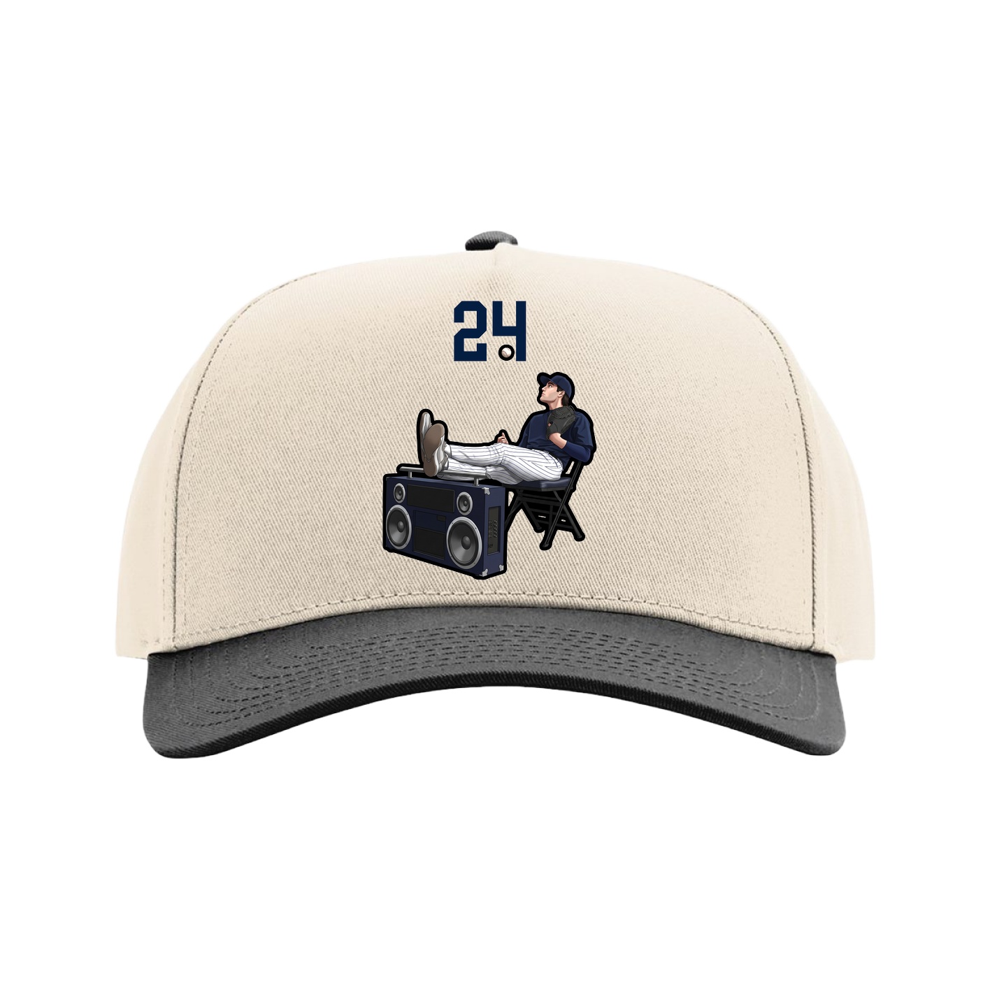 Full Fabric Five-Panel Champ Cap — Number Top in Cream/Black