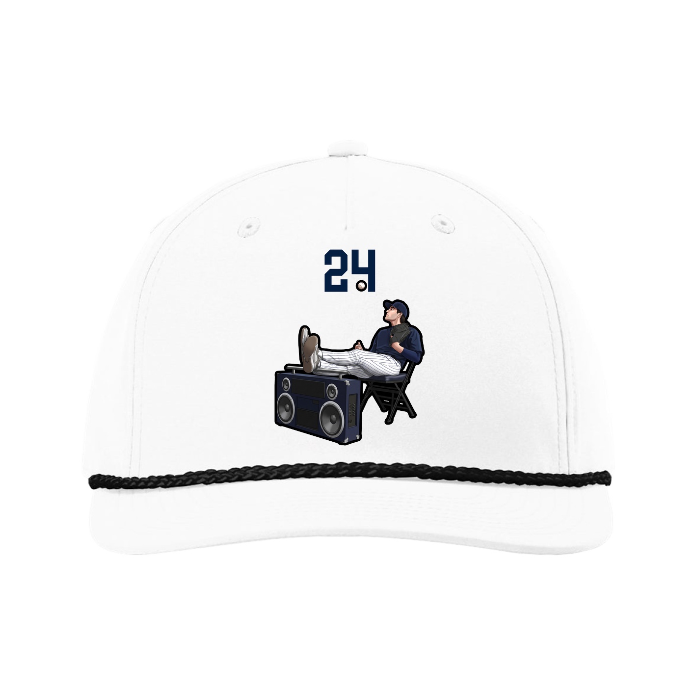 Five-Panel Classic Rope Cap — Number Top in White