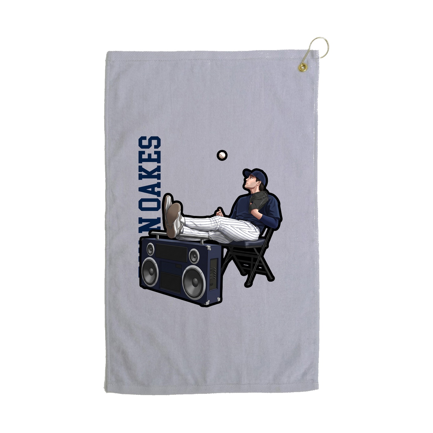 Golf Towel — Name Vertical in Grey