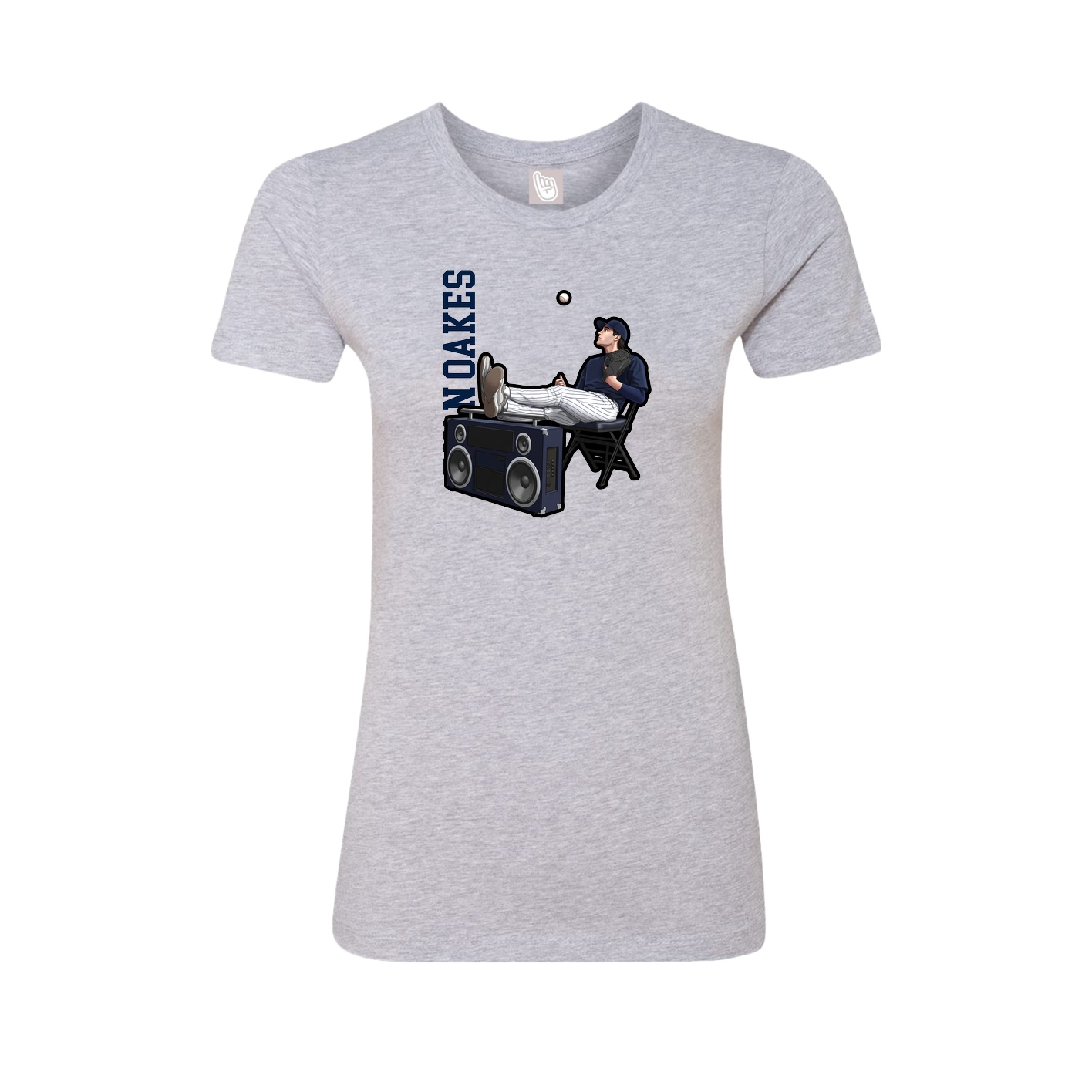 Fitted Women's Tee — Name Vertical in Grey