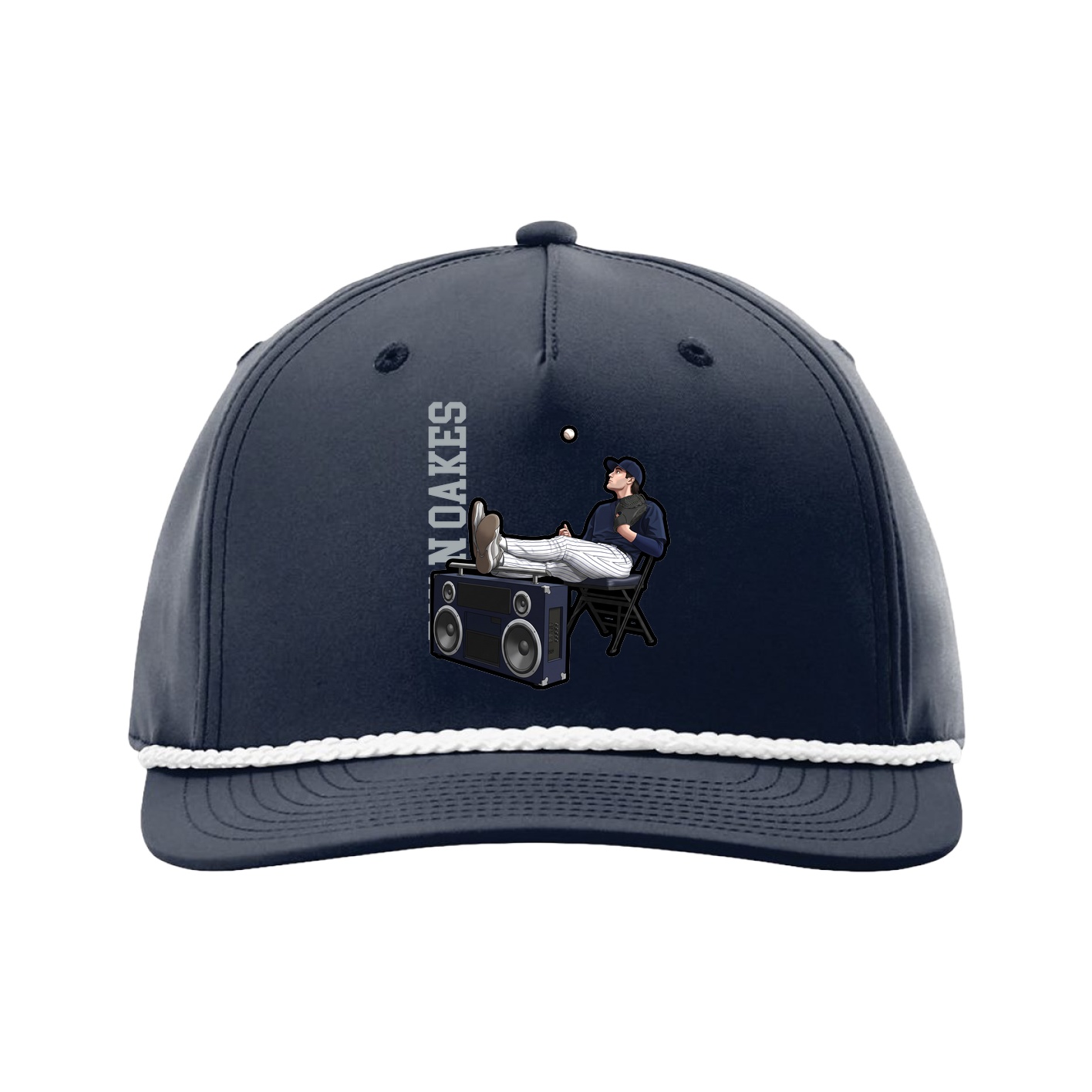 Five-Panel Classic Rope Cap — Name Vertical in Navy
