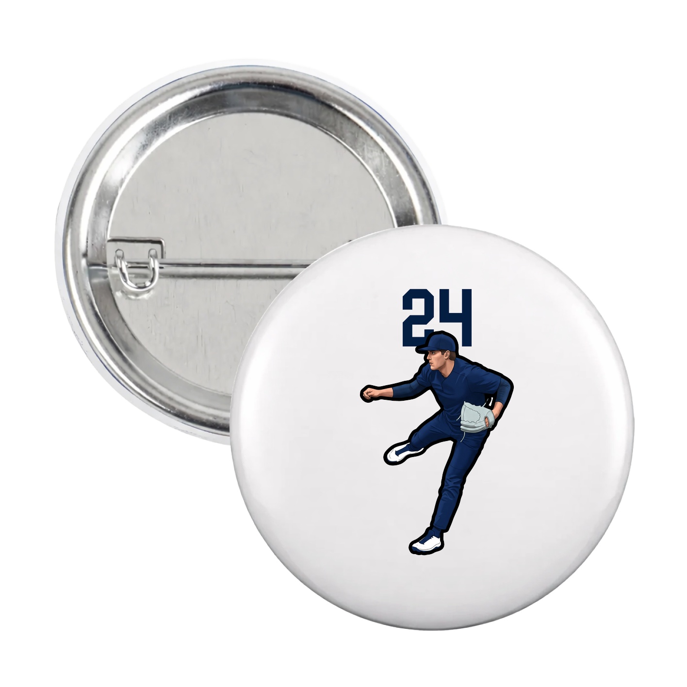 Game Day Button — Number Top in White