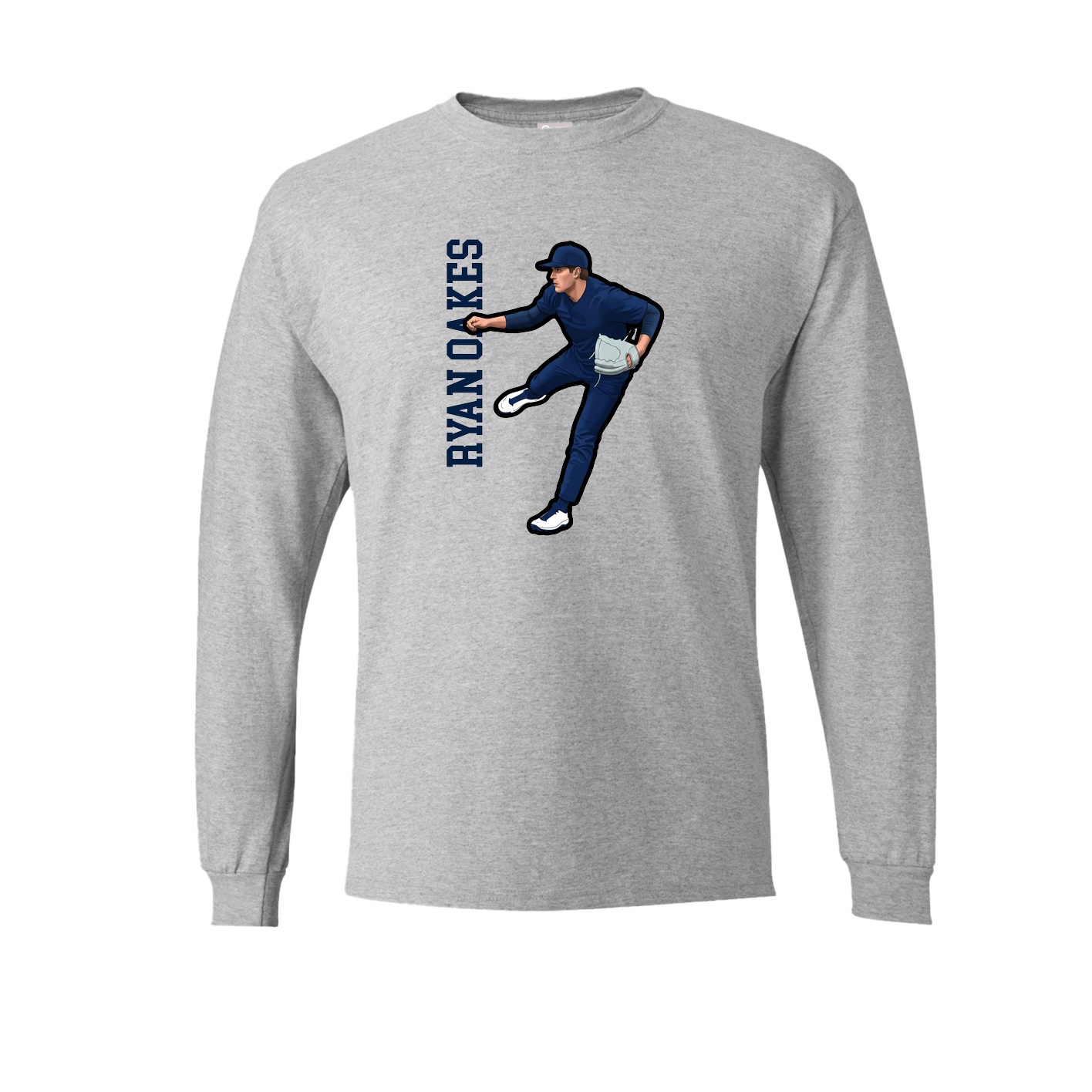Long Sleeve Tee — Name Vertical in Grey