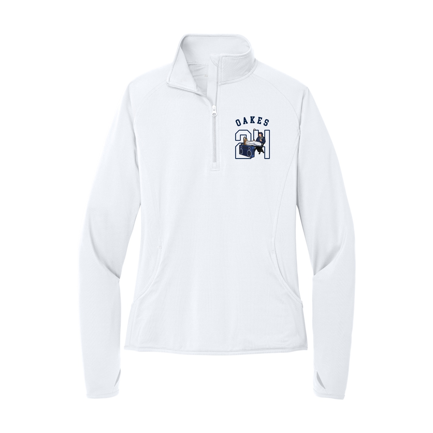 Women's Q-Zip Pullover — Shirsey Arch in White