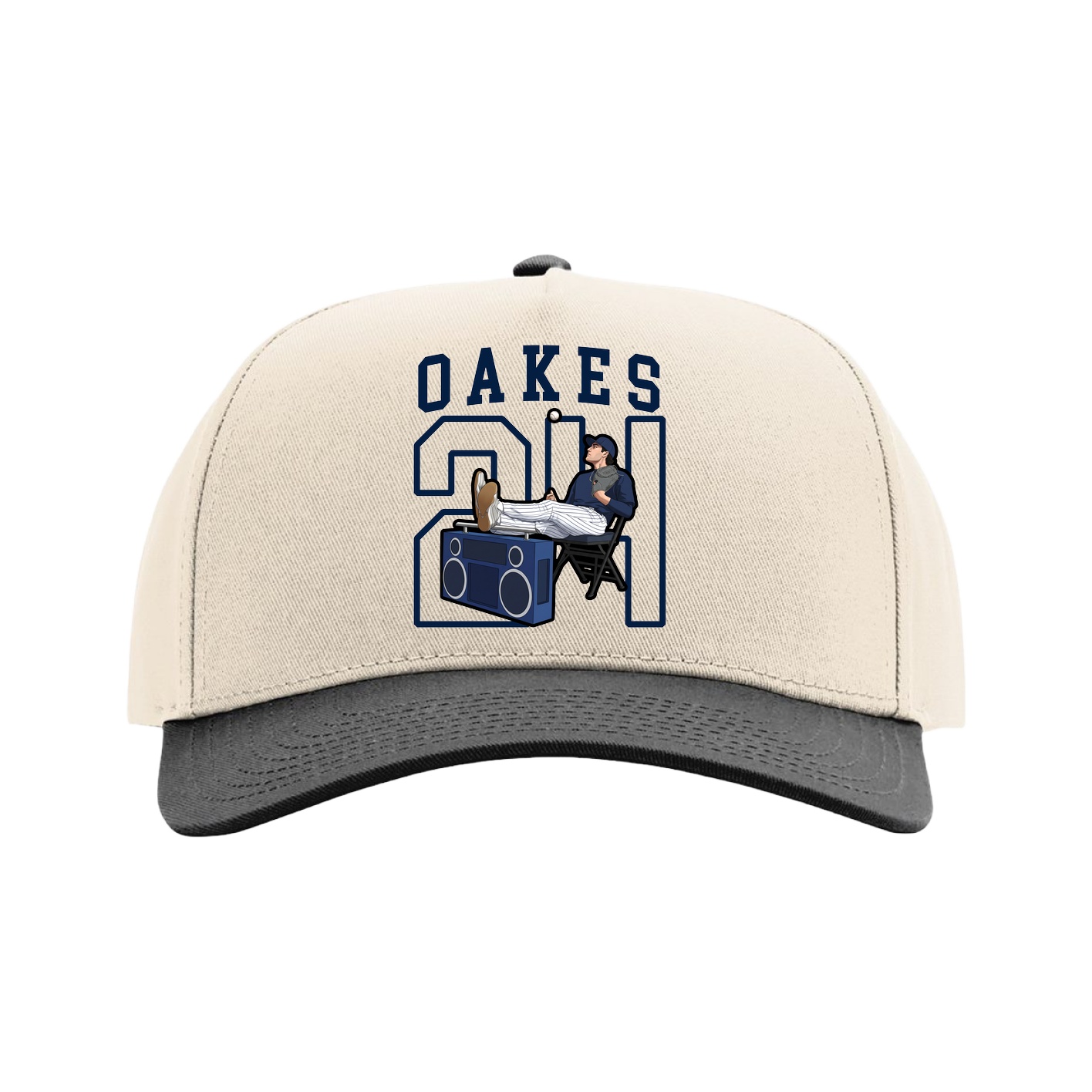 Full Fabric Five-Panel Champ Cap — Shirsey in Cream/Black