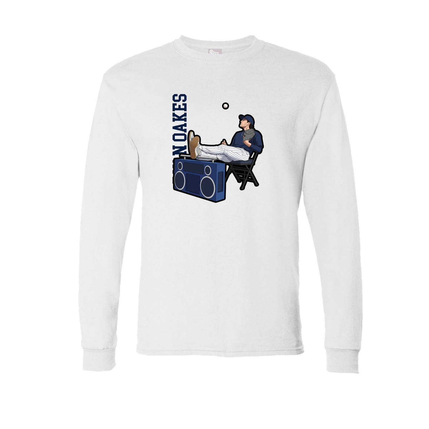 Long Sleeve Tee — Name Vertical in White