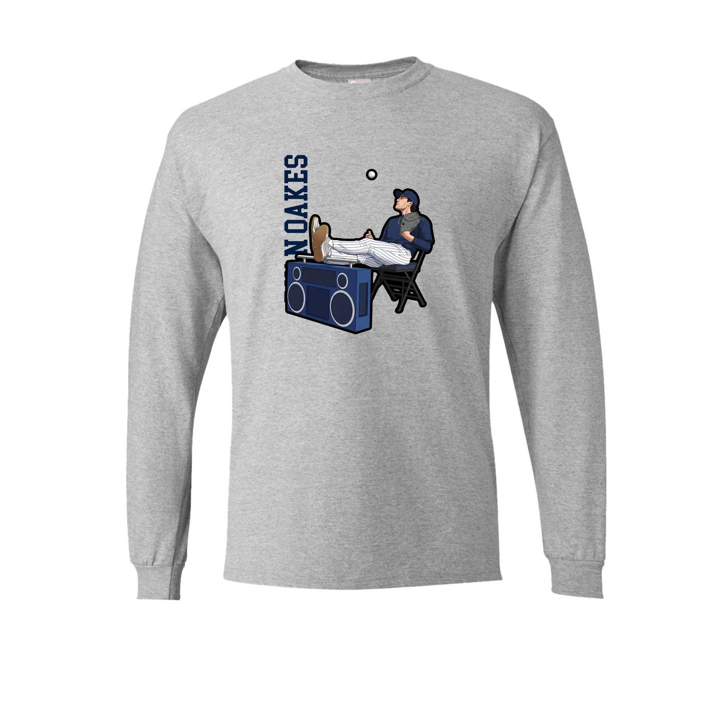 Long Sleeve Tee — Name Vertical in Grey
