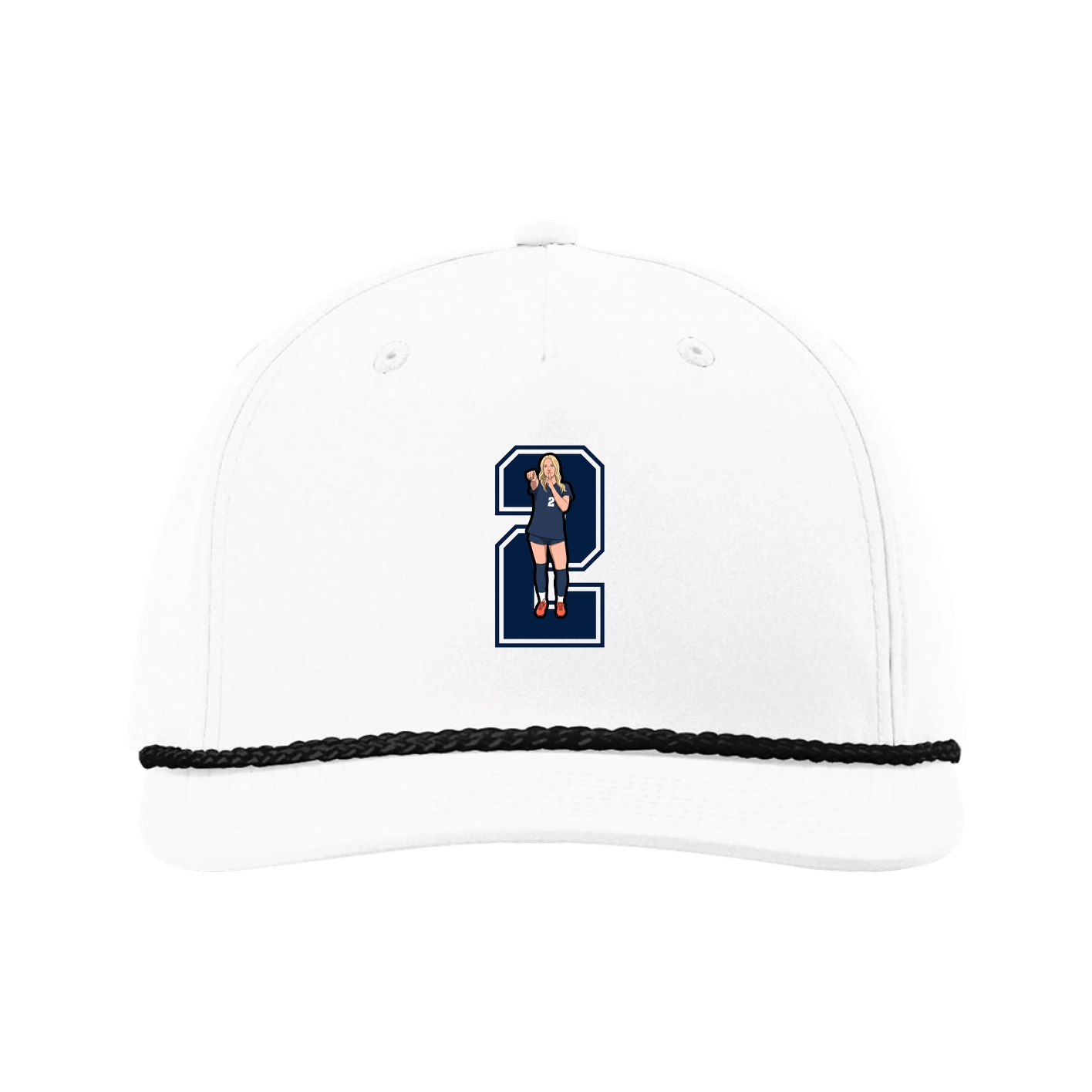 Five-Panel Classic Rope Cap — Number in White