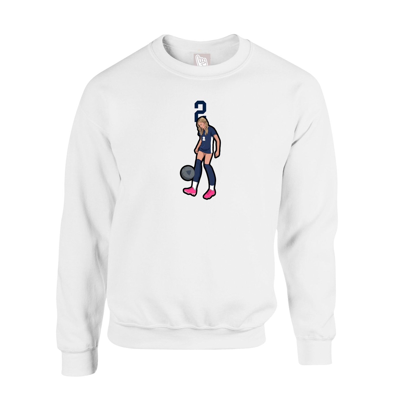 Fleece Crew — Number Top in White