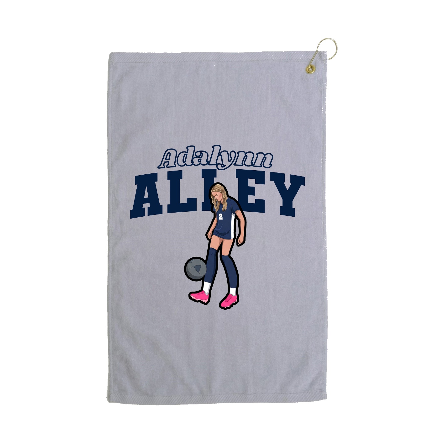 Golf Towel — Name Arch in Grey