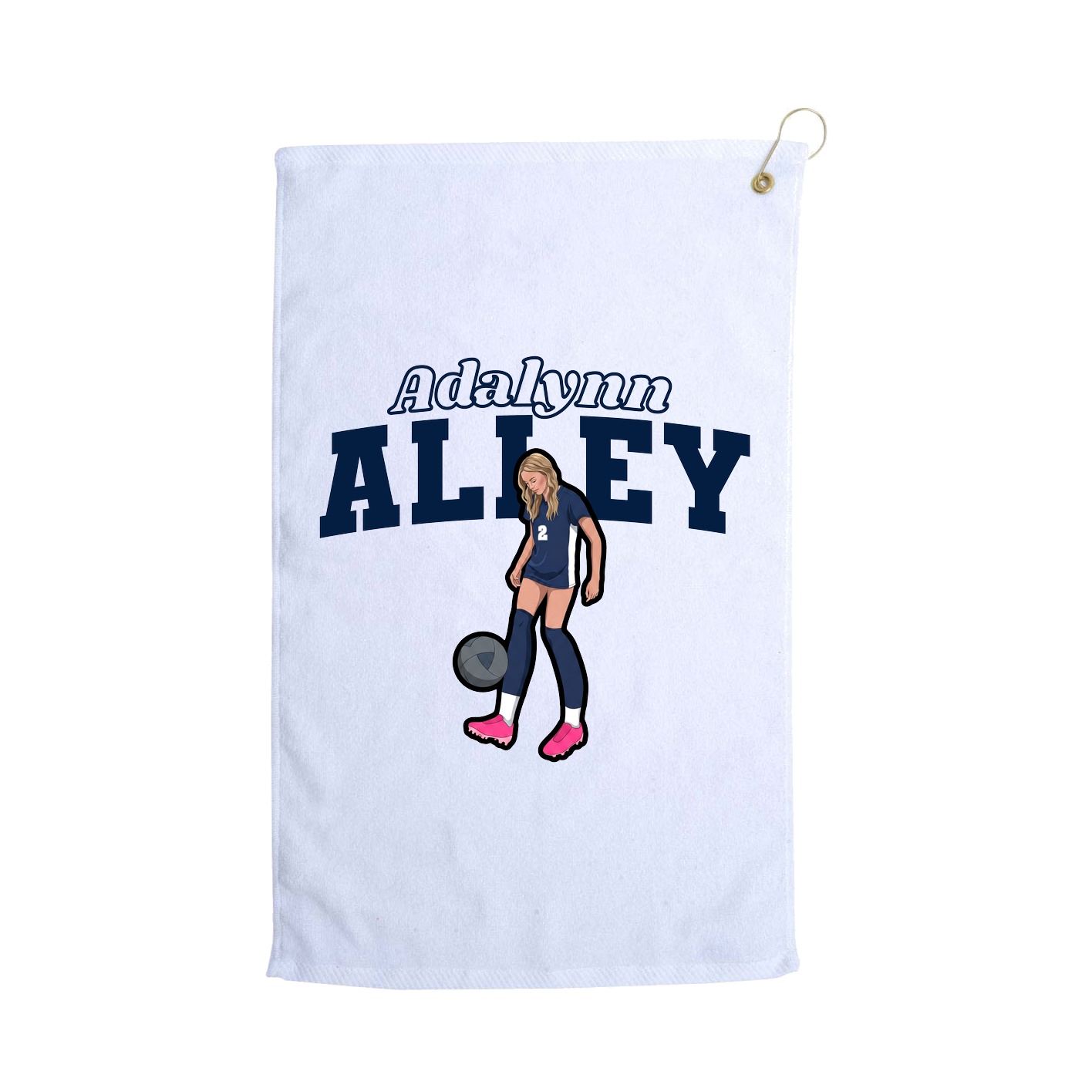 Golf Towel — Name Arch in White