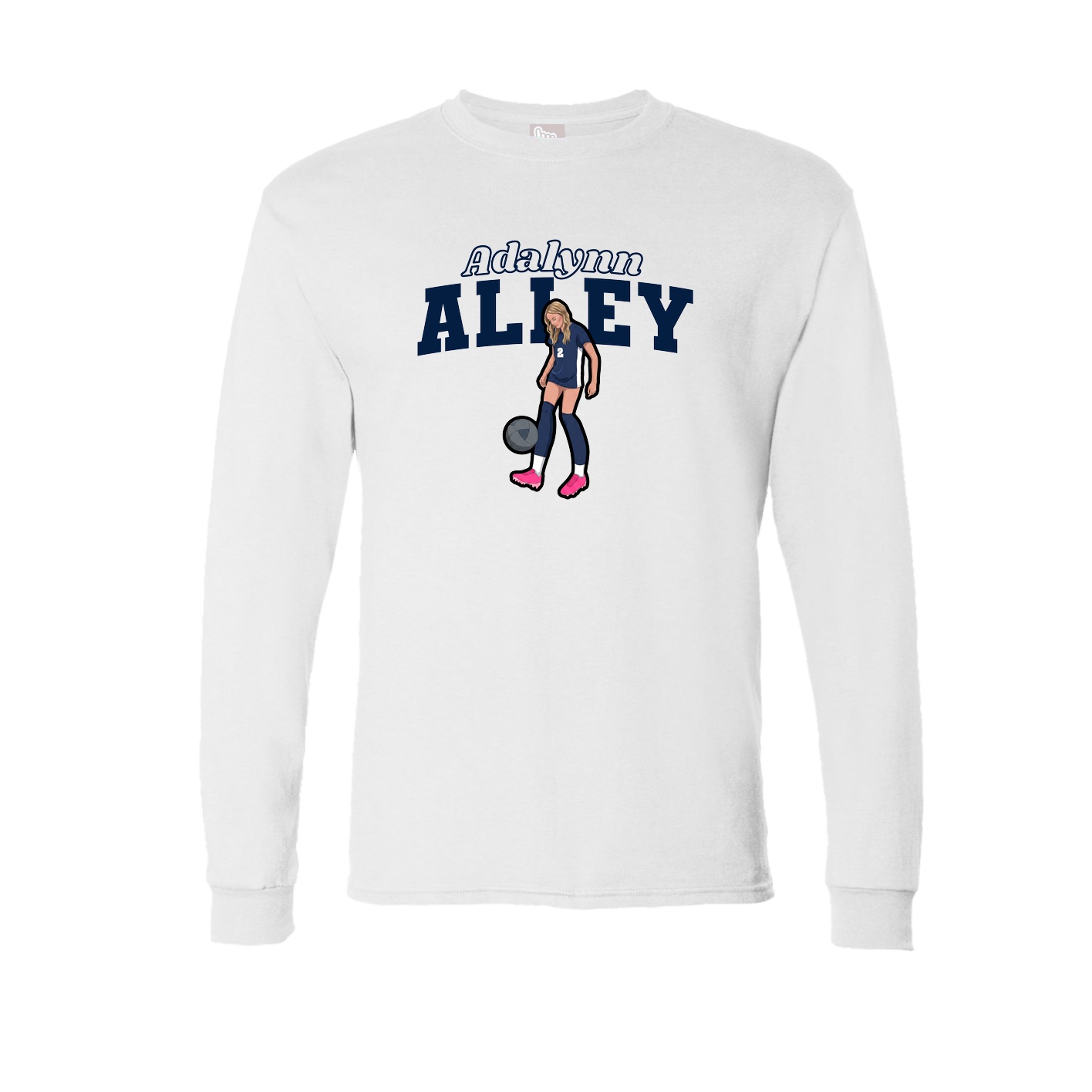 Long Sleeve Tee — Name Arch in White