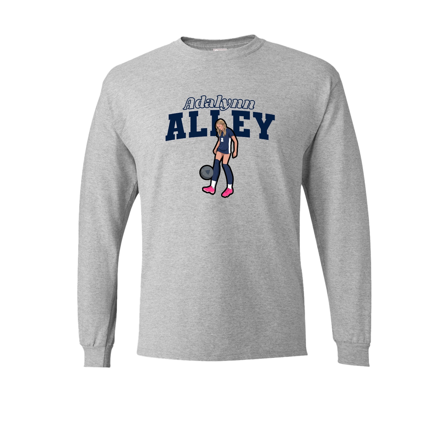 Long Sleeve Tee — Name Arch in Grey