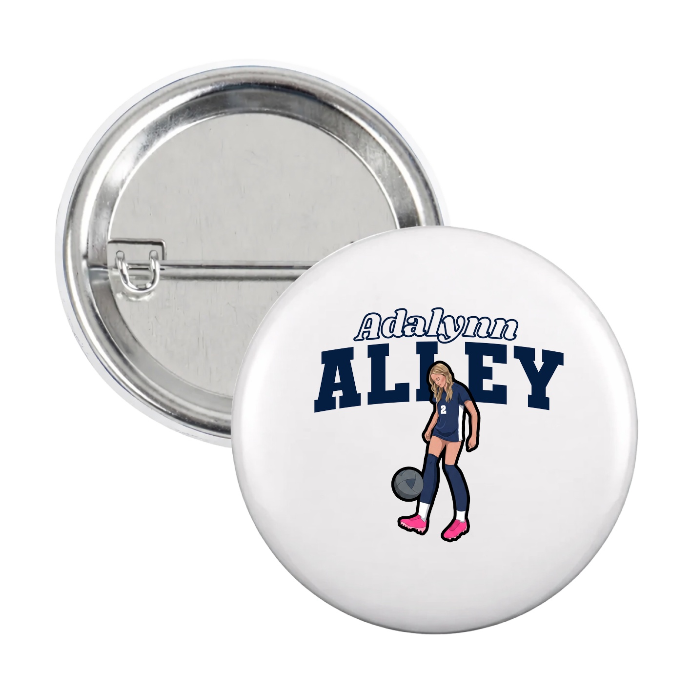 Game Day Button — Name Arch in White