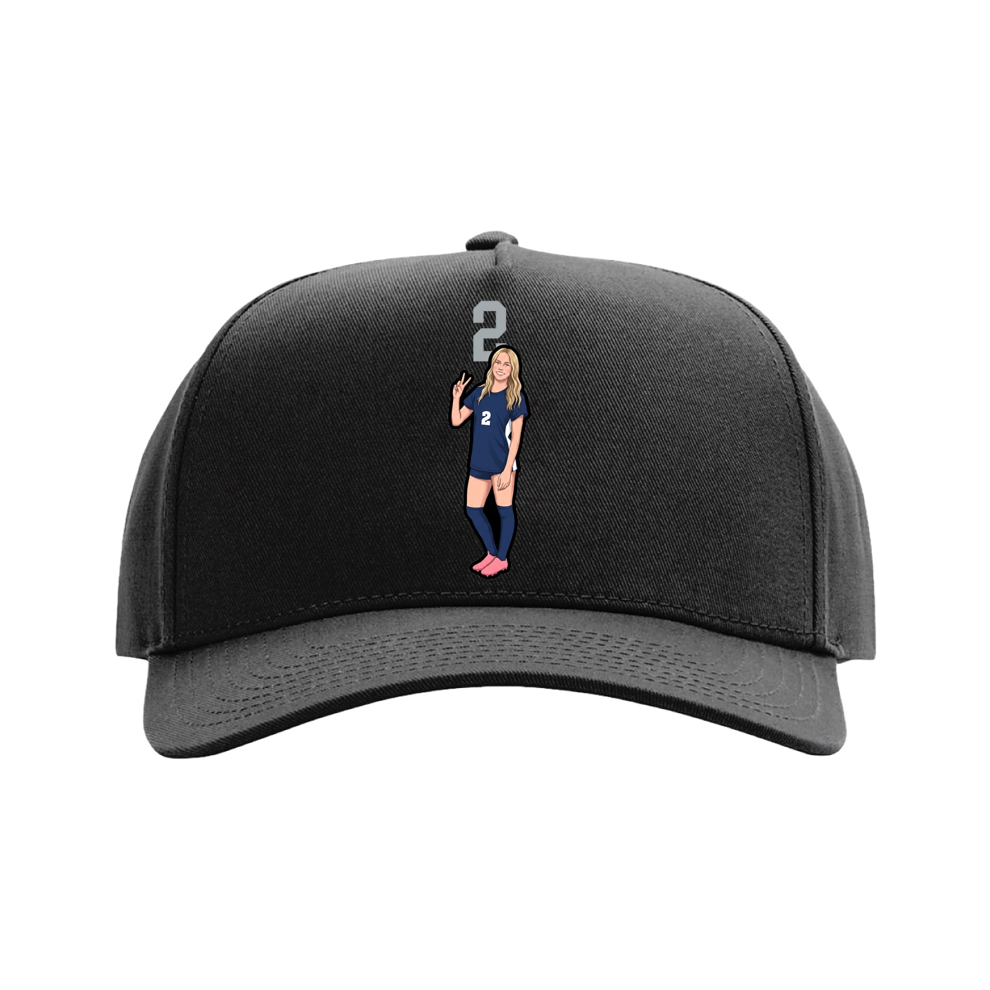 Full Fabric Five-Panel Champ Cap — Number Top in Black