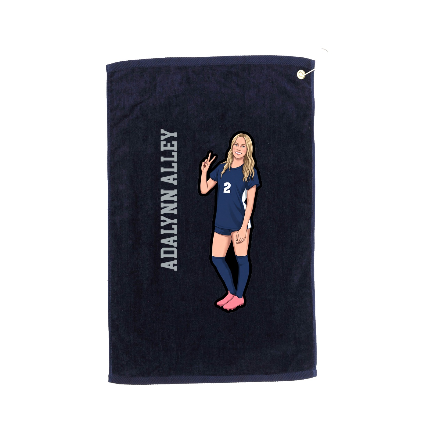 Golf Towel — Name Vertical in Navy