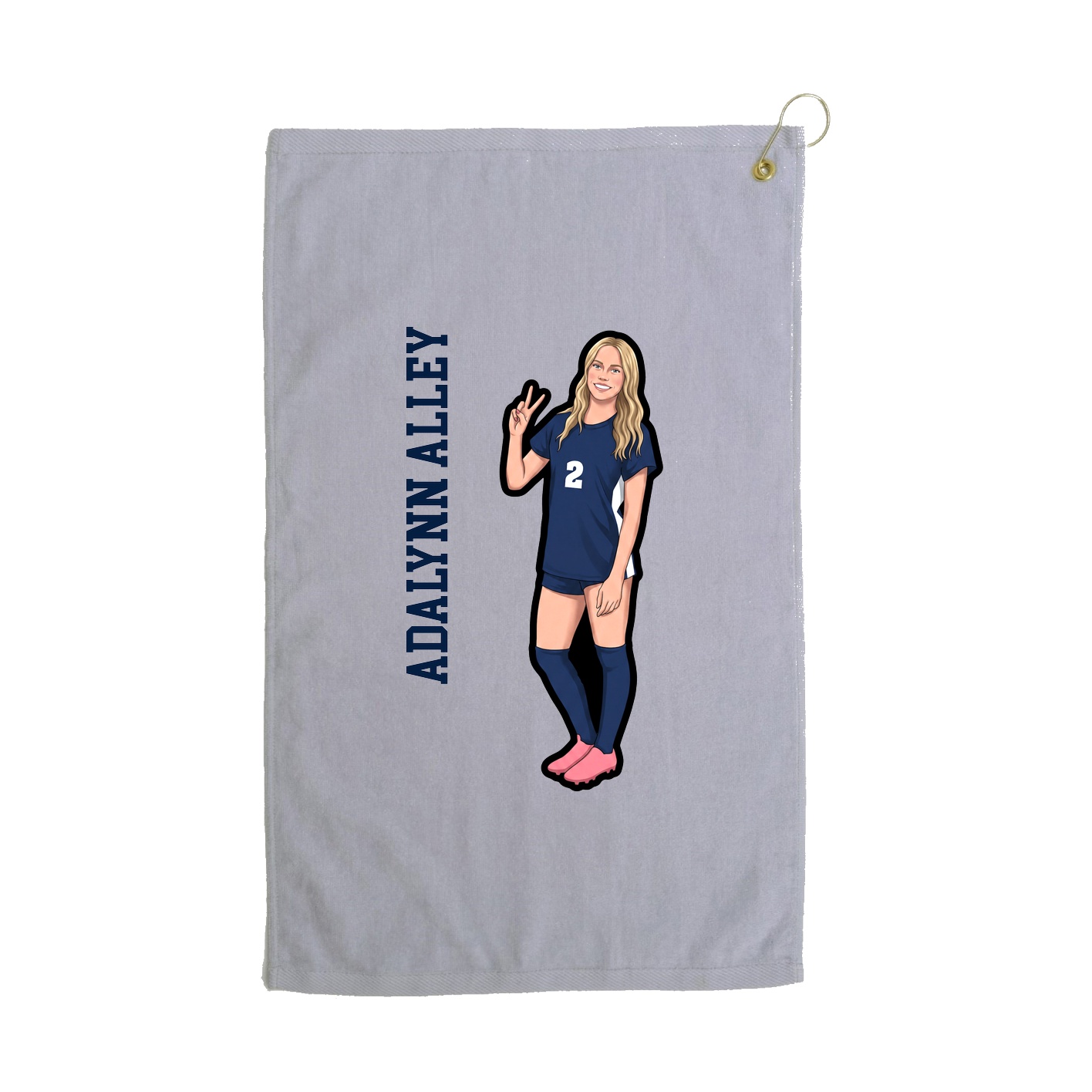 Golf Towel — Name Vertical in Grey