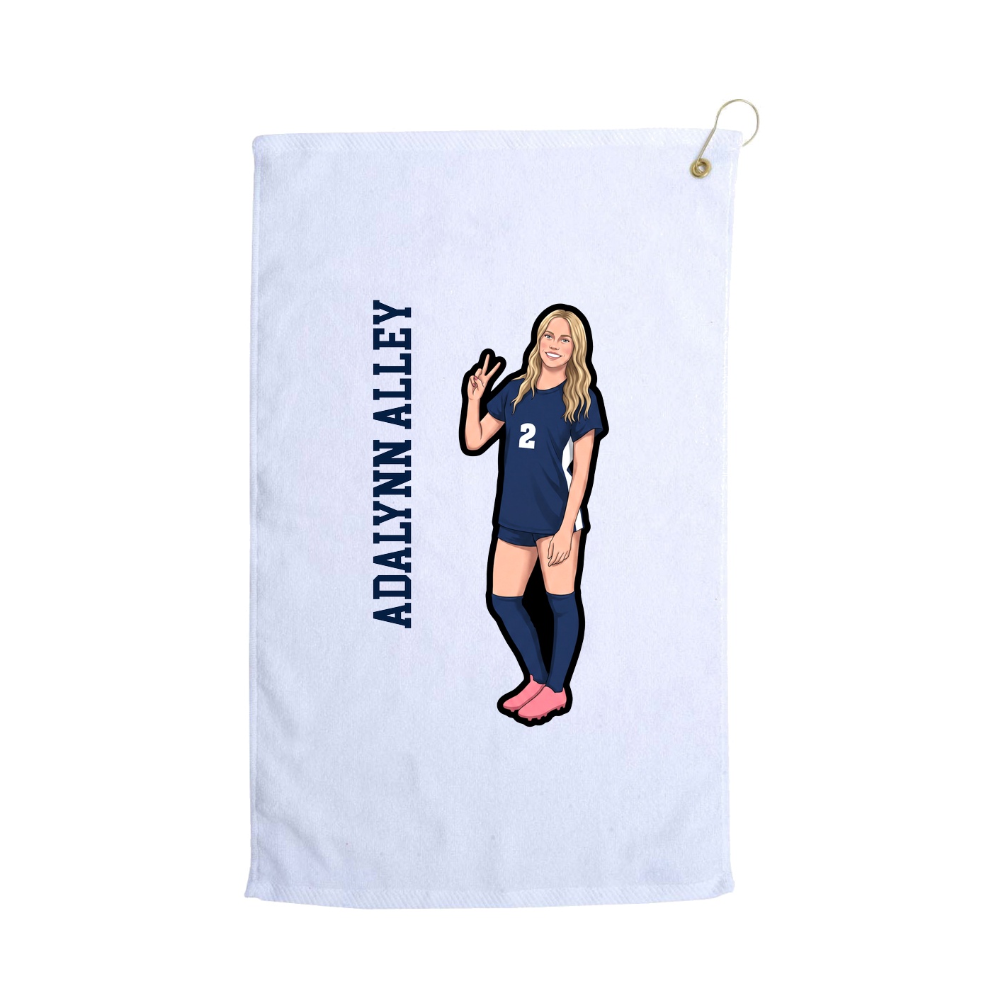 Golf Towel — Name Vertical in White