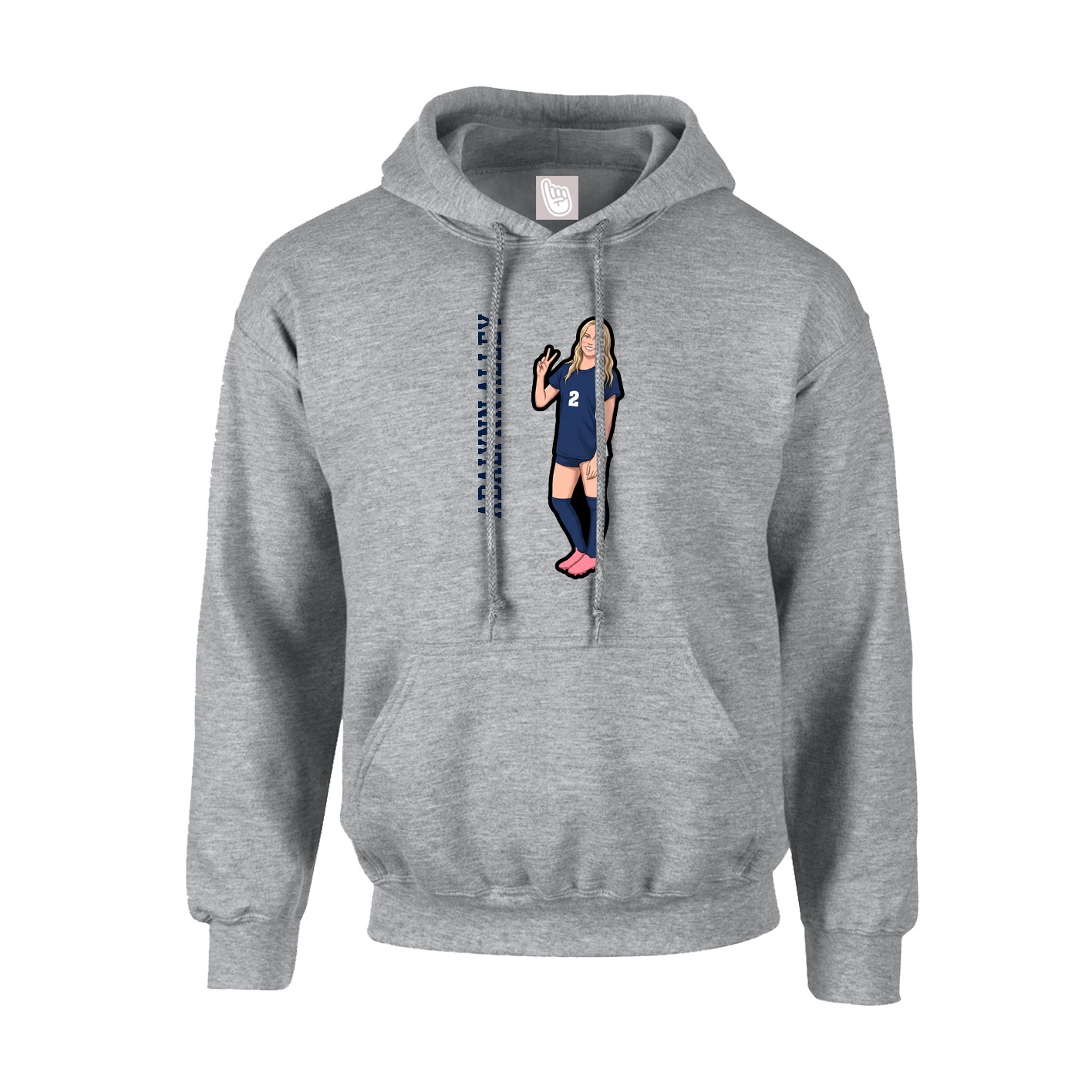 Hoodie — Name Vertical in Grey